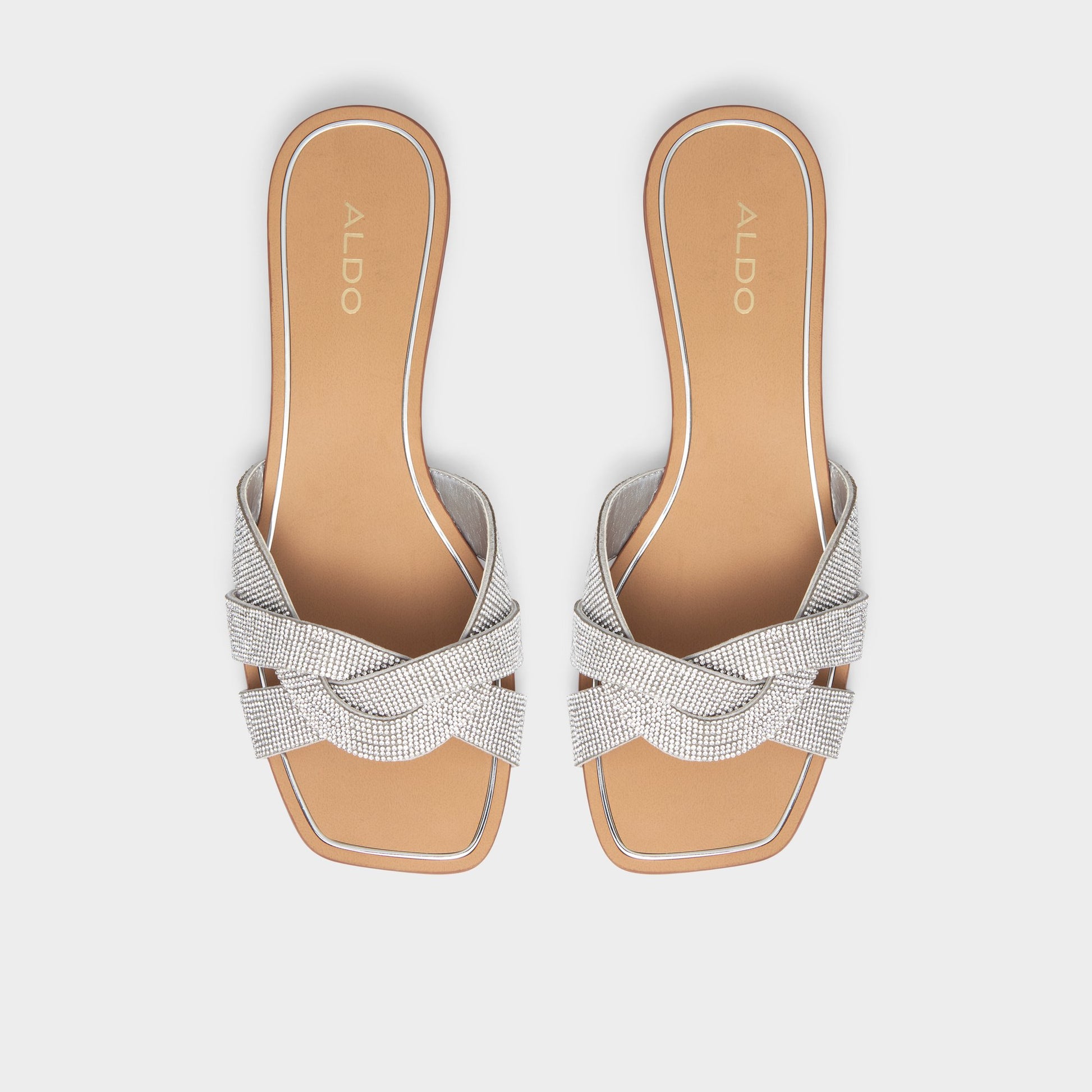 Top-down view of the Silver Coredith Slide sandal