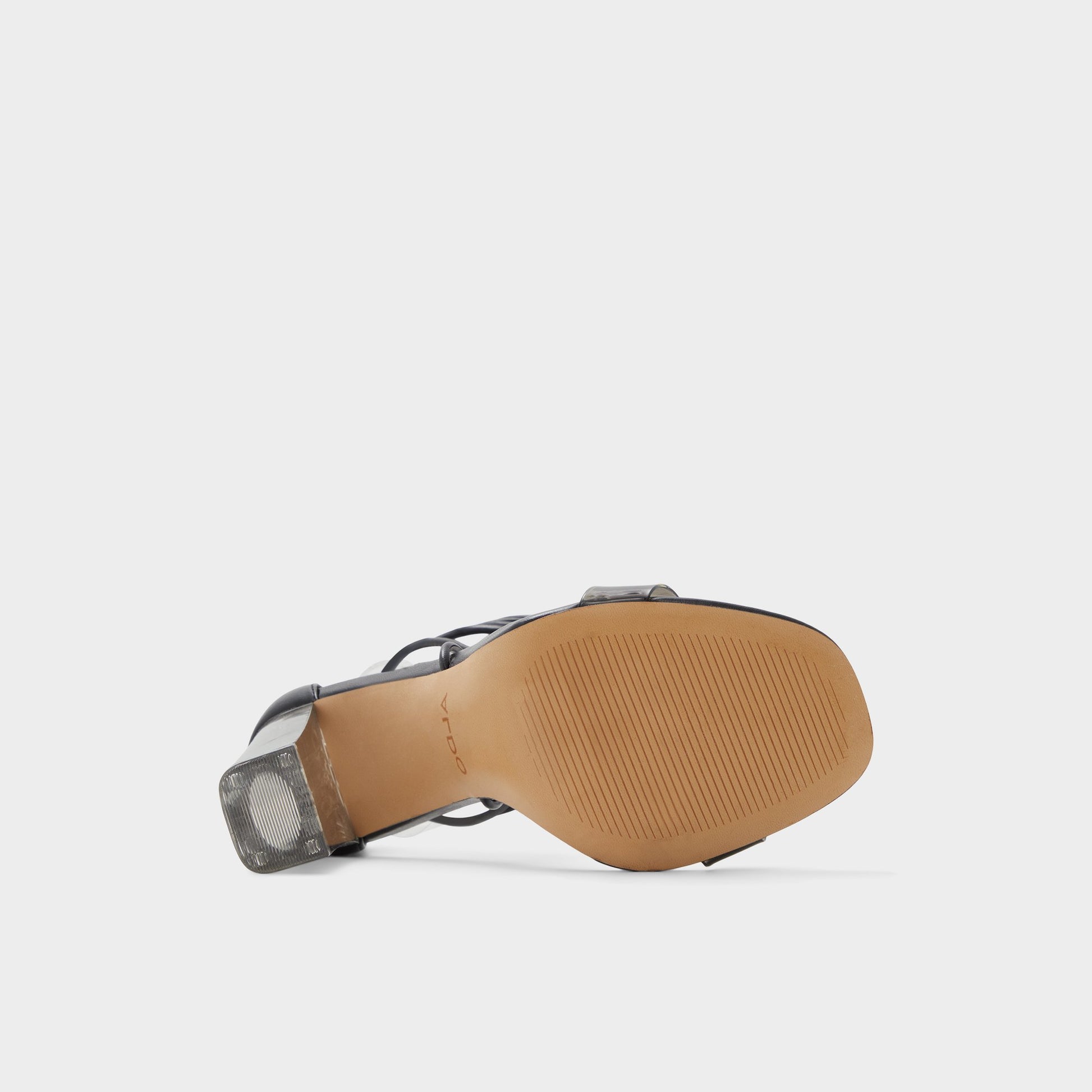 View of Black Onardonia Black strappy sandal's sole