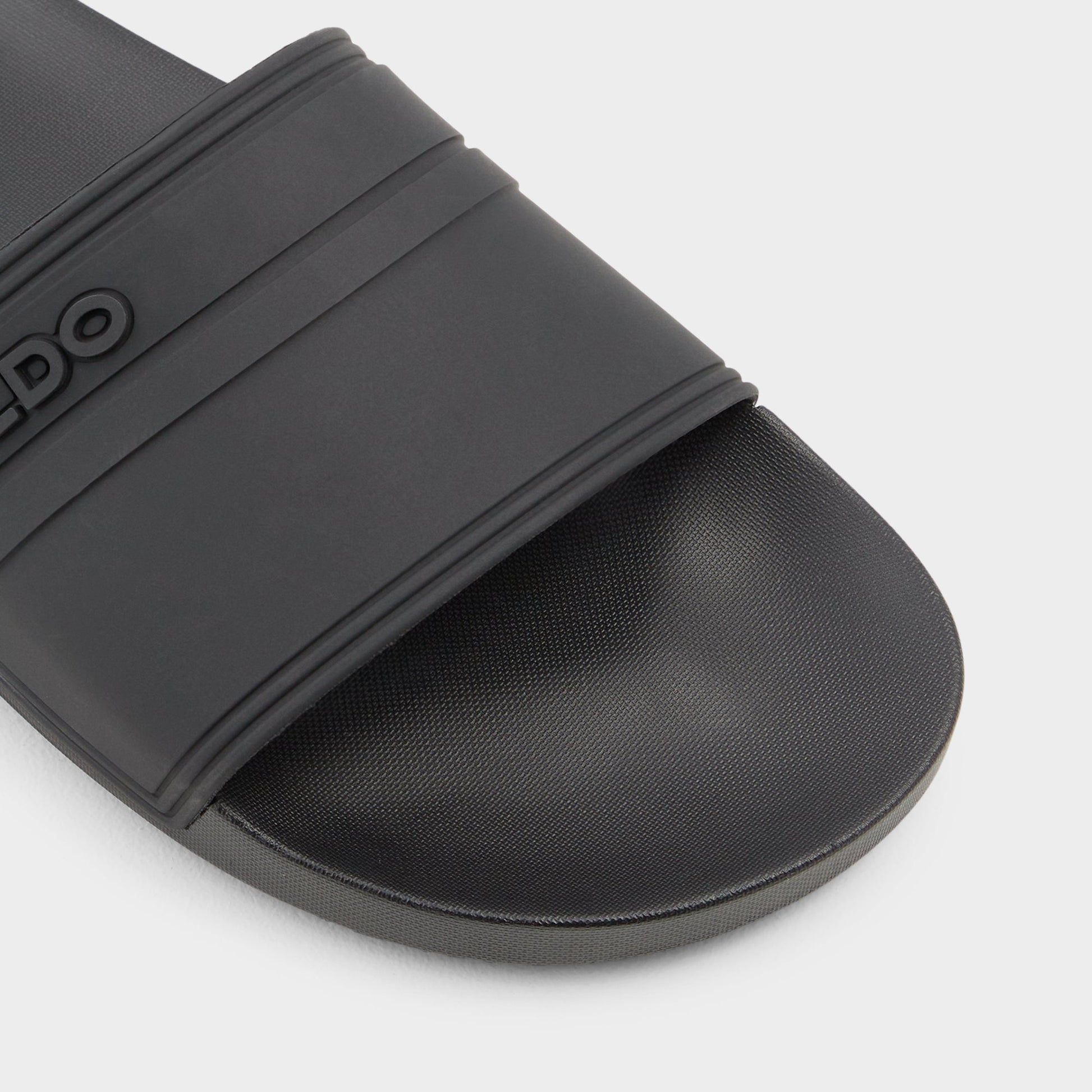 Close-up of the Black Dinmore Slide sandal