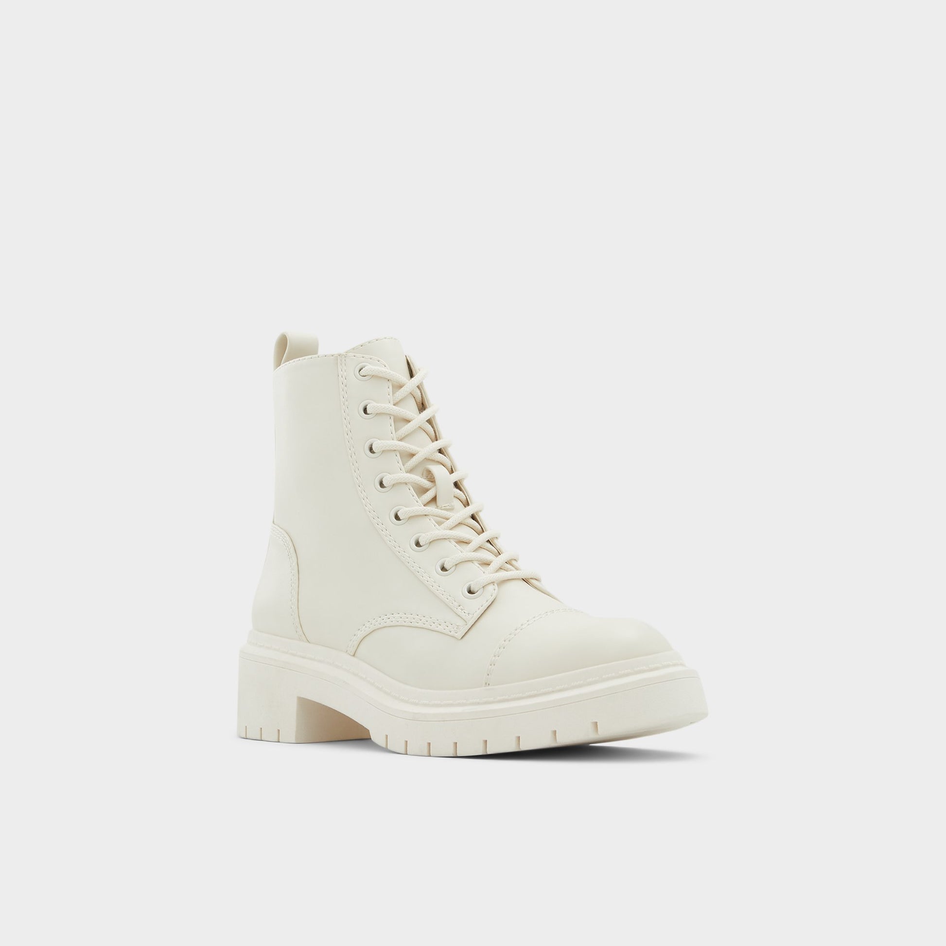 Three-quarter angle of Other White Goer Combat ankle boot's front side