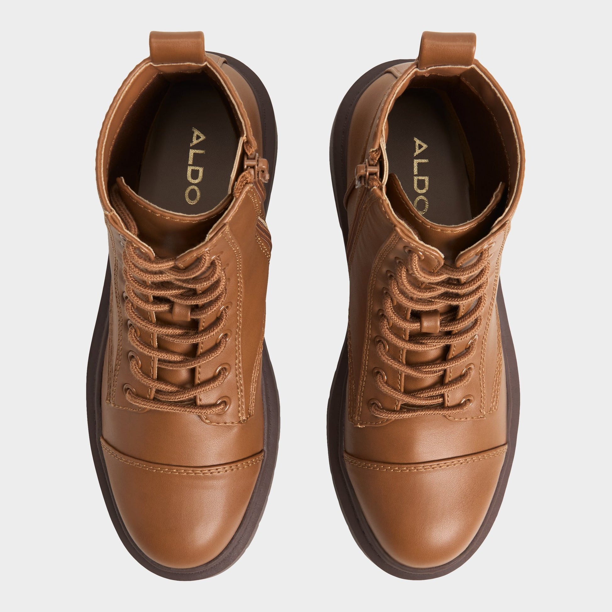 Top-down view of the Cognac Goer Combat ankle boot