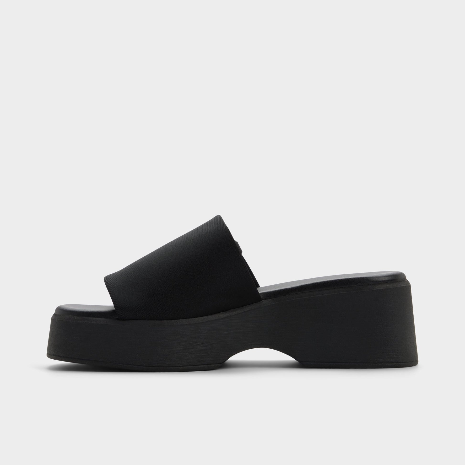 Side view of Black Yassu Wedge sandal