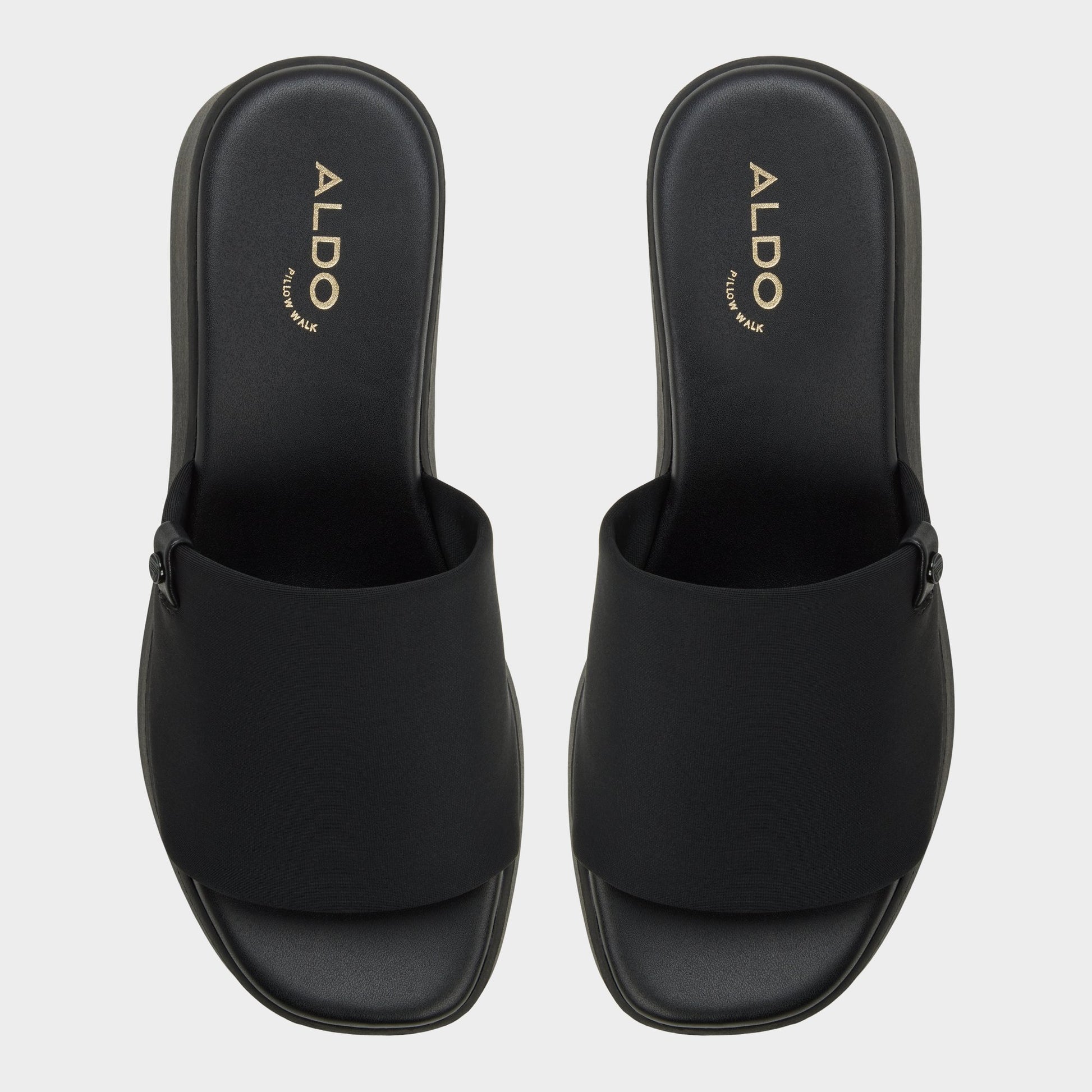 Top-down view of the Black Yassu Wedge sandal