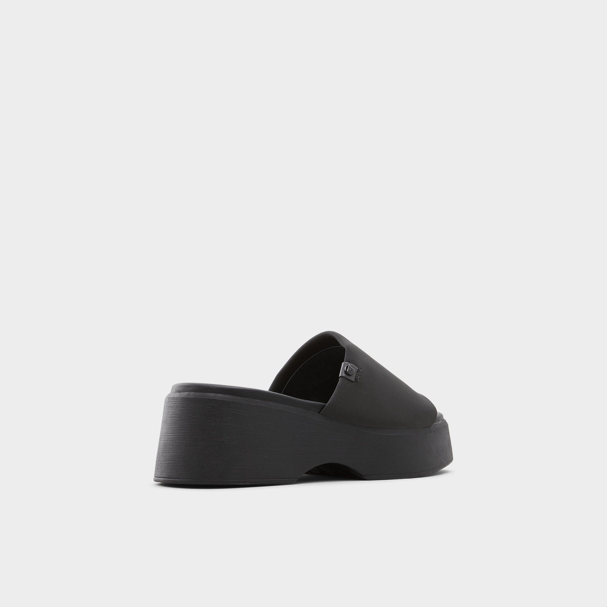 Three-quarter angle of Black Yassu Platform sandal's back side