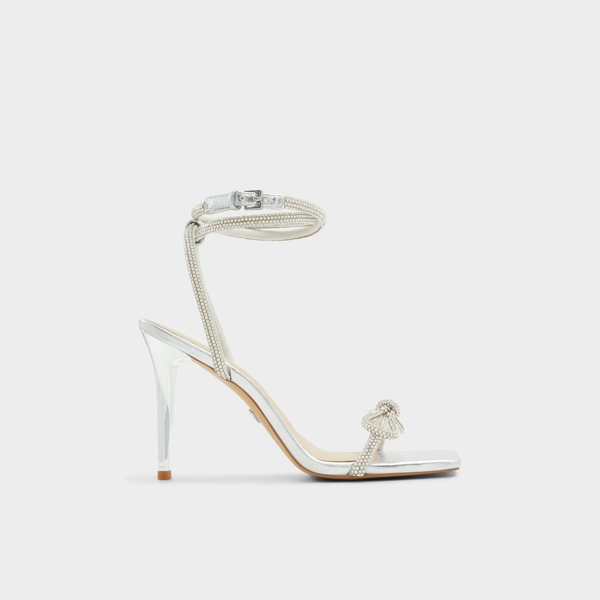 Main View of Silver Barrona Strappy heeled sandal for Womens