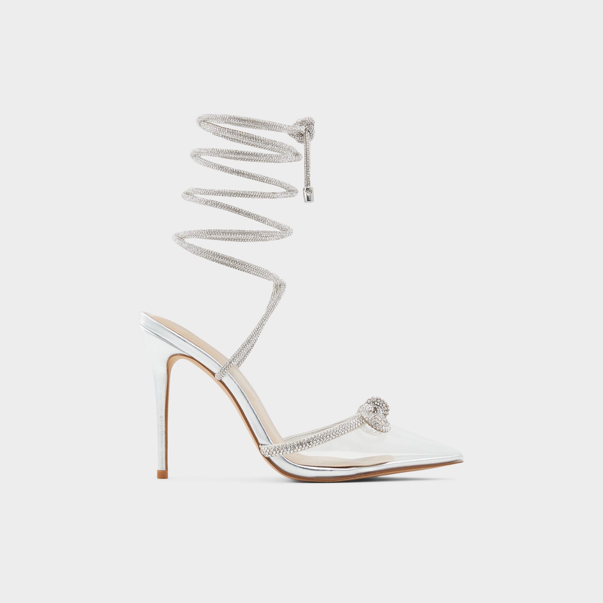 Vue principale de Argent Halalia Chaussure à talon haut à lanières pour Femmes