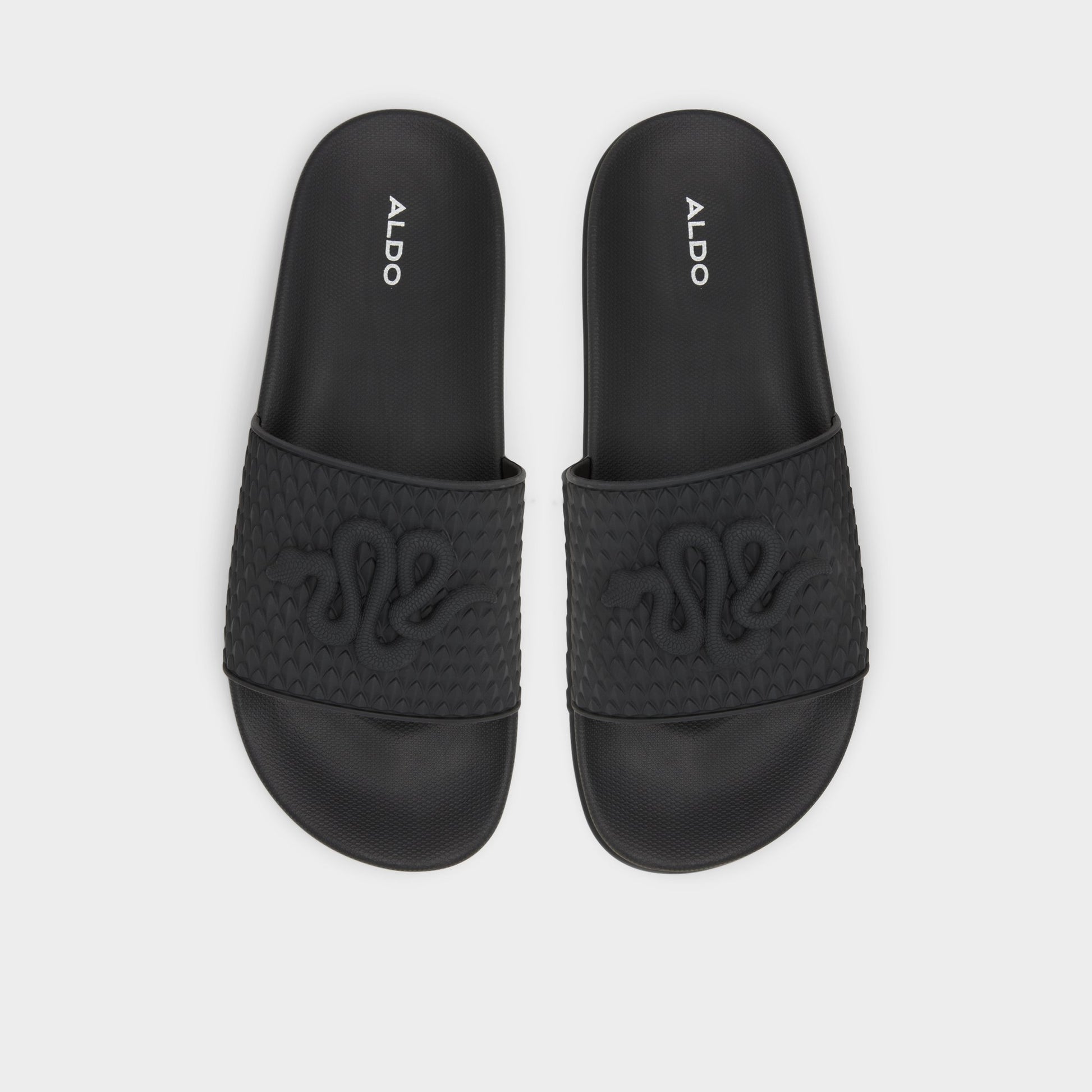 Top-down view of the Black Kedau Slide sandal