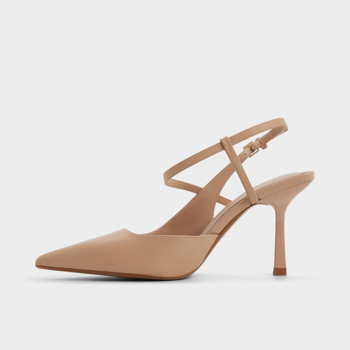Side view of Bone Brunette Strappy pump