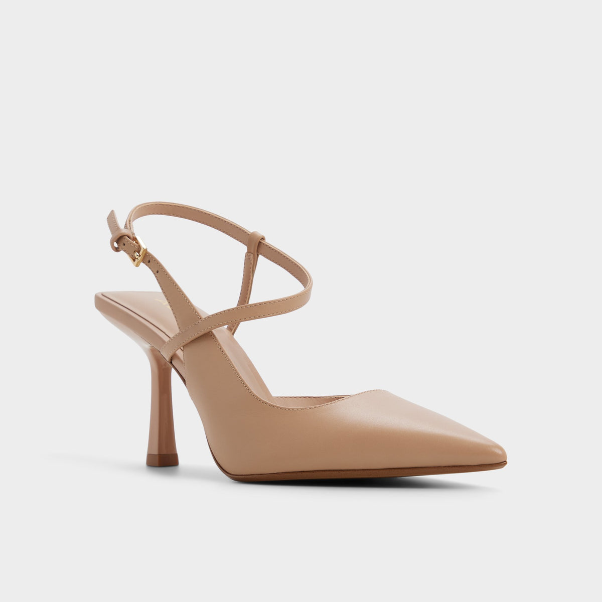Three-quarter angle of Bone Brunette Strappy pump's front side