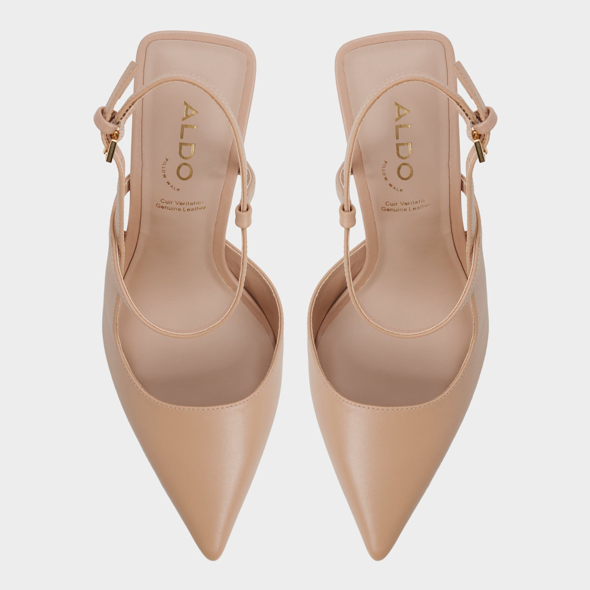 Top-down view of the Bone Brunette Strappy pump