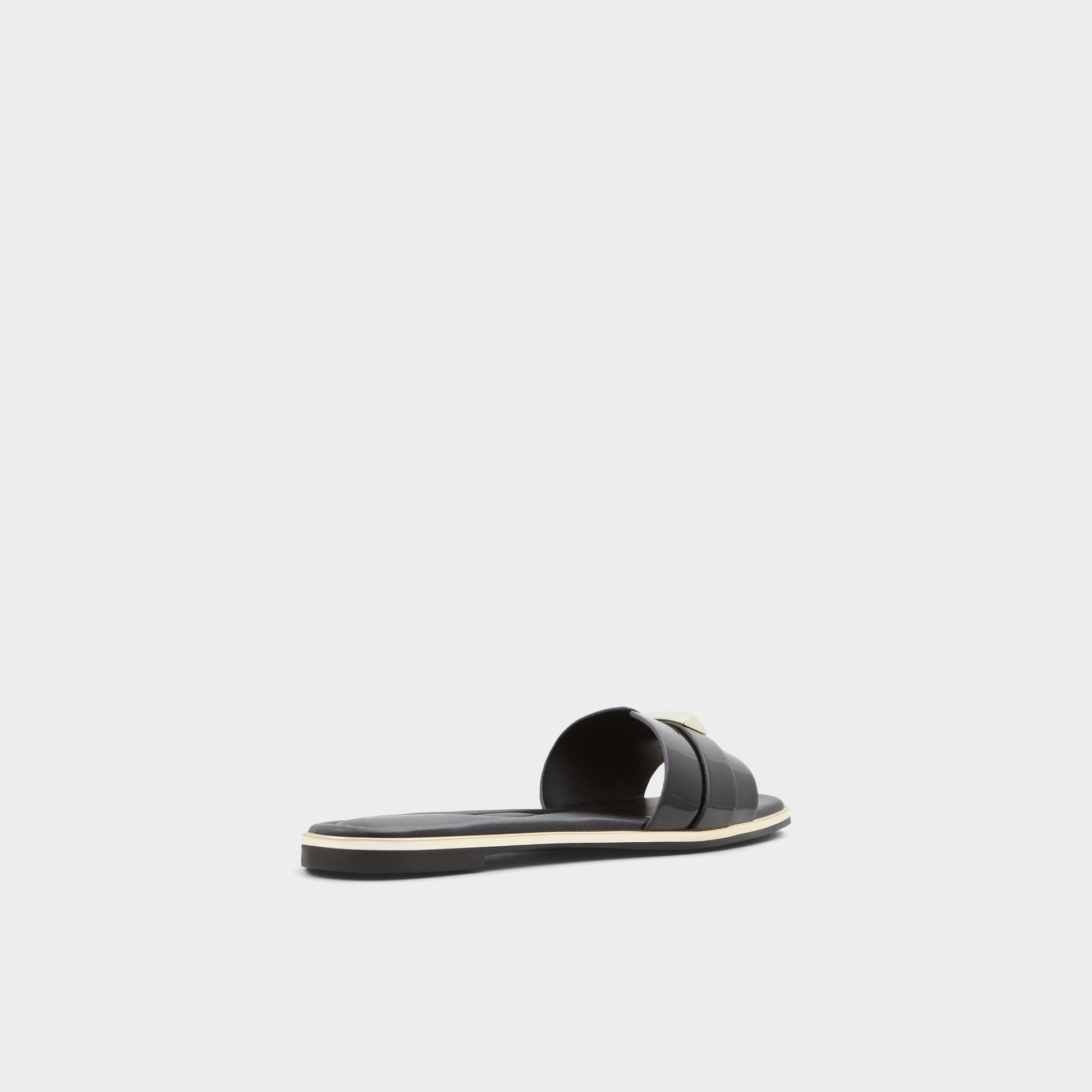 Three-quarter angle of Black Darine Slide sandal's back side