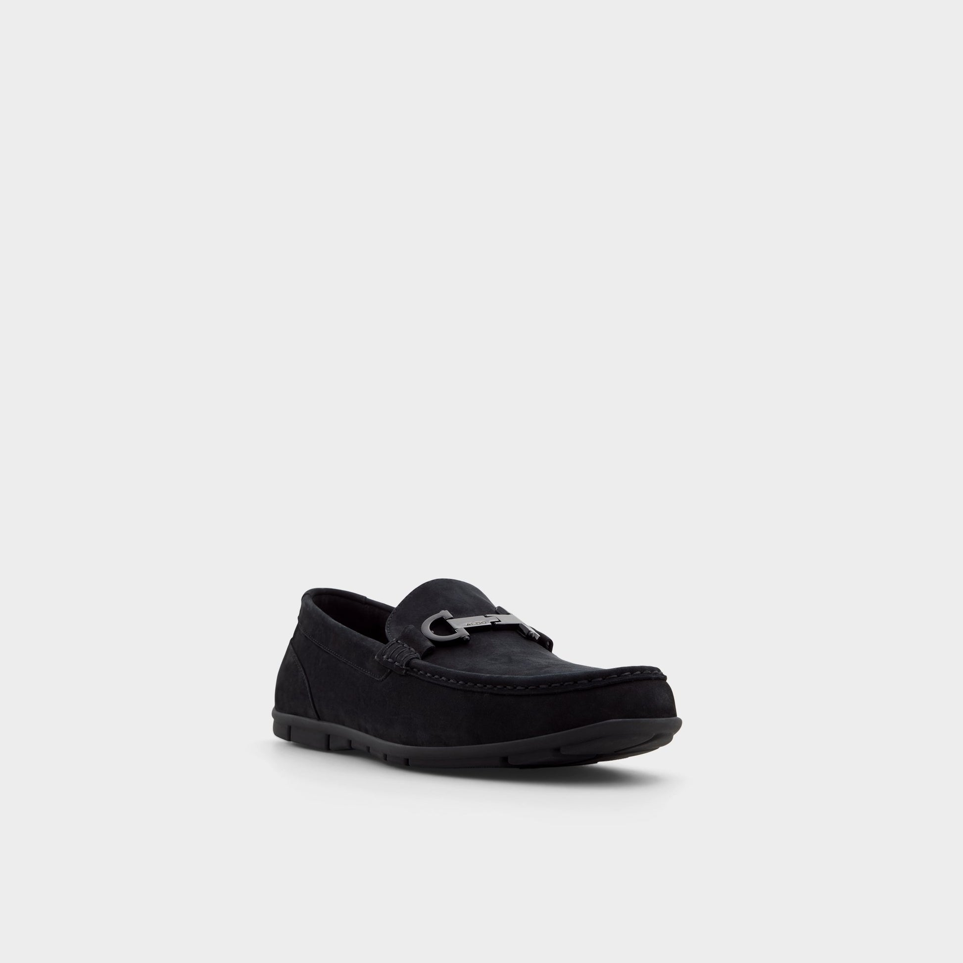 Three-quarter angle of Black Orlovoflex Driving shoe's front side