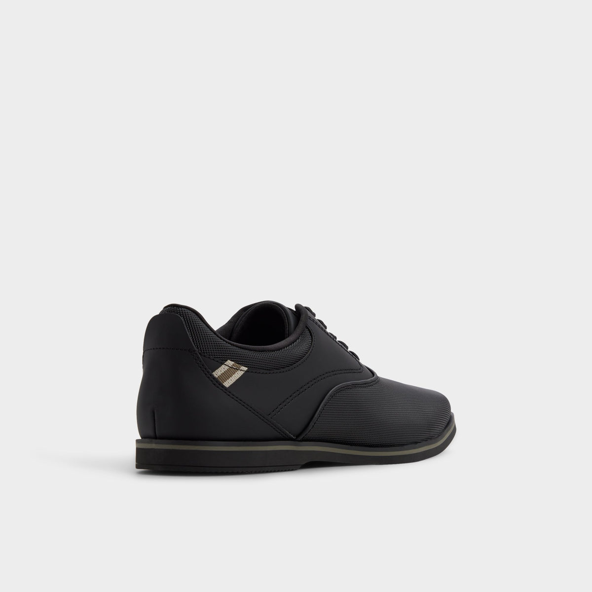 Three-quarter angle of Black Sturus Oxford shoe's back side