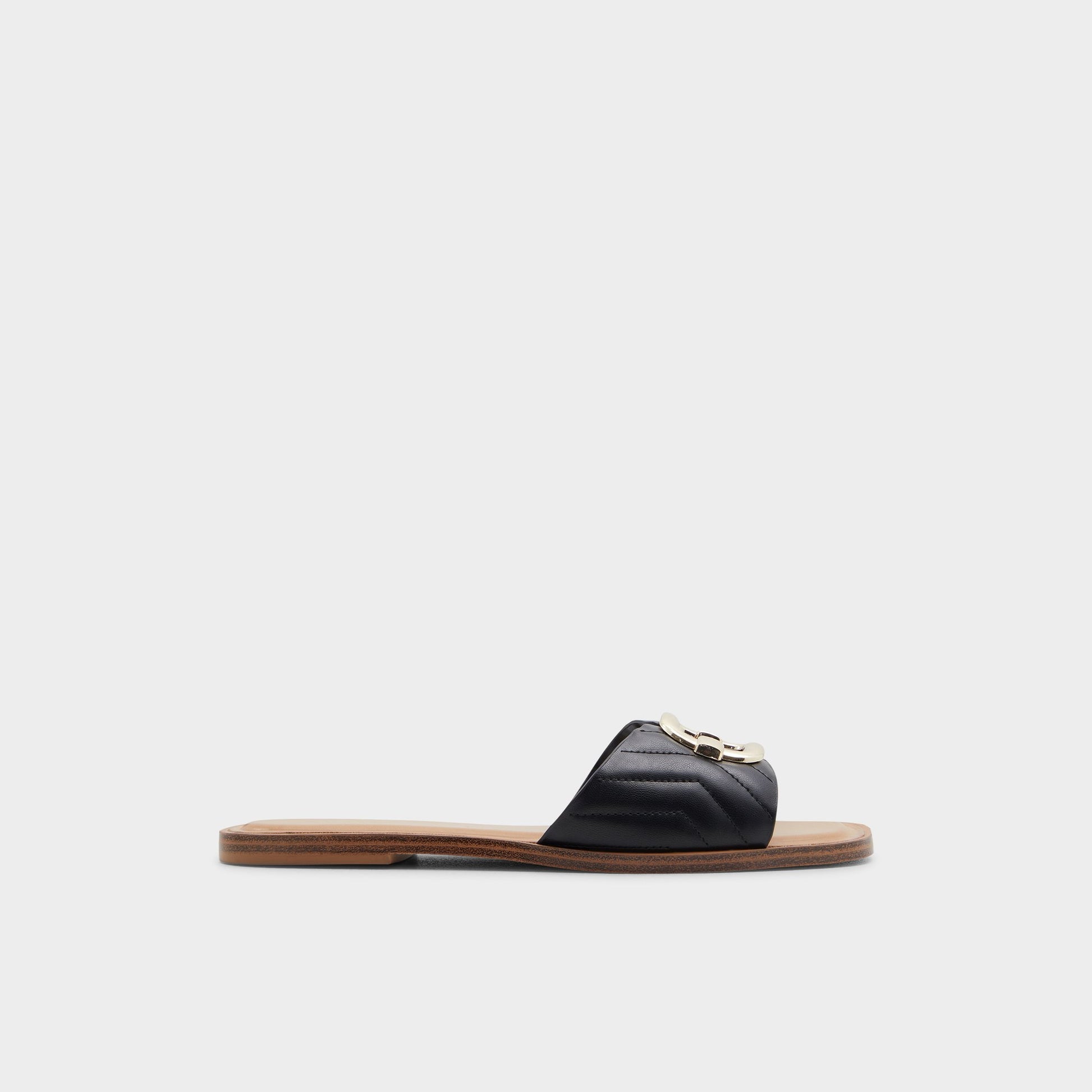 Main View of Black Qelajar Slide sandal for Womens