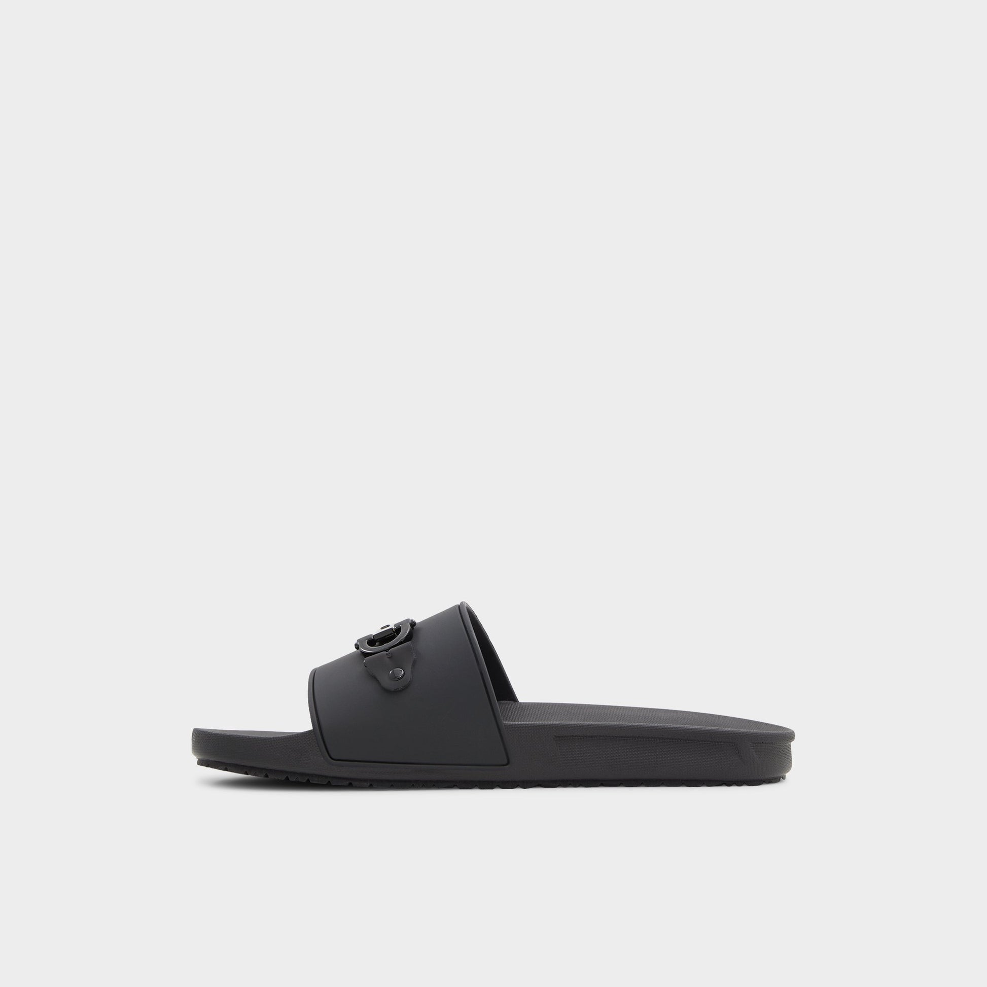 Side view of Black Loungeslide Slide sandal