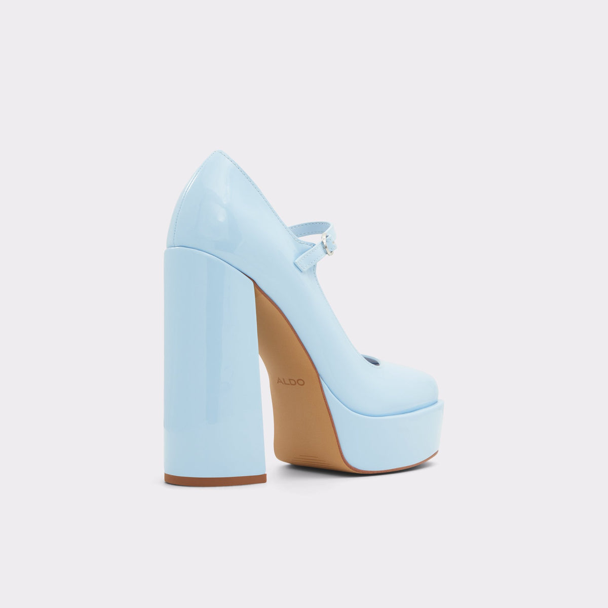 Angle de trois quarts de l'arrière de Bleu Anjie Talons hauts Mary Jane
