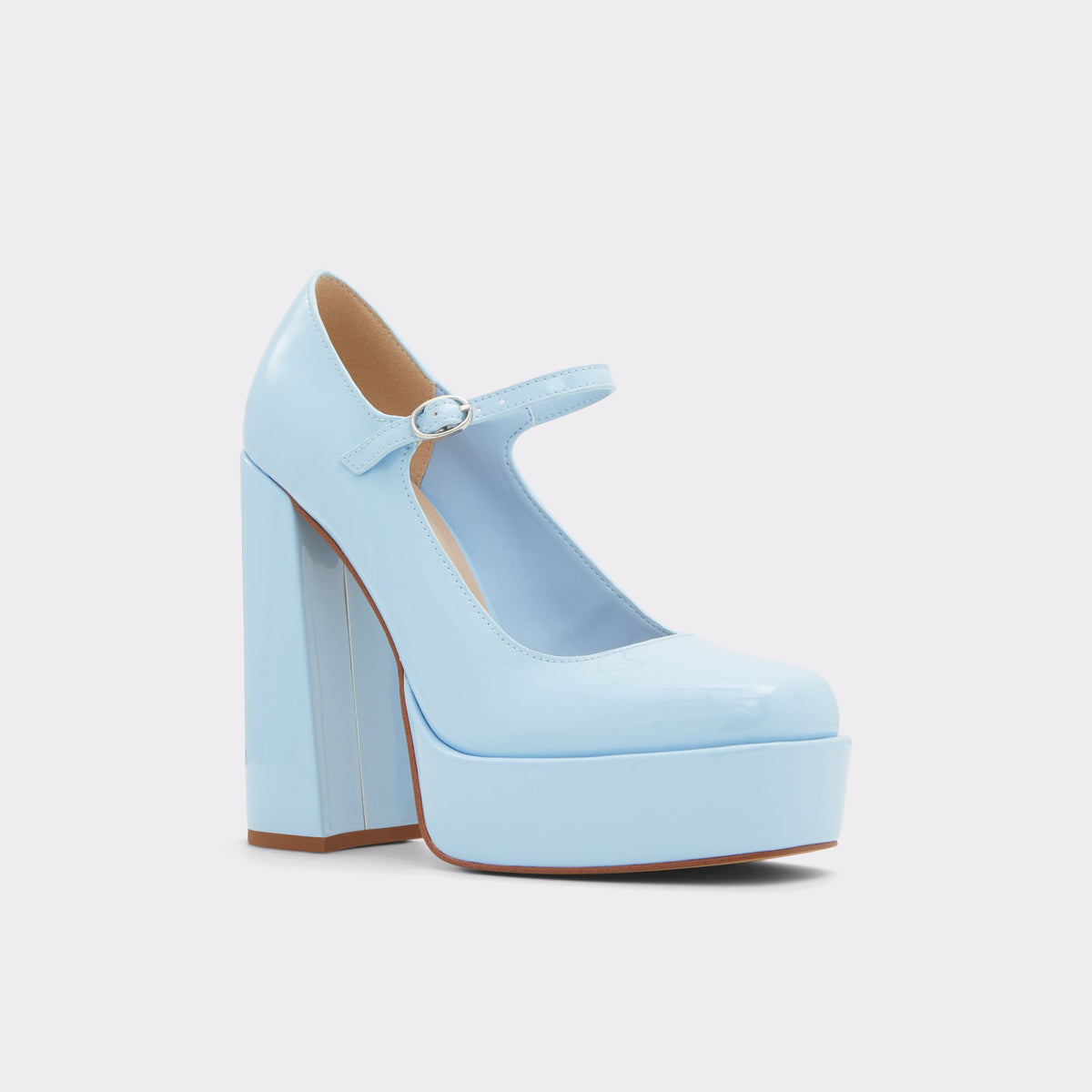 Angle de trois quarts de la face avant de Bleu Anjie Talons hauts Mary Jane