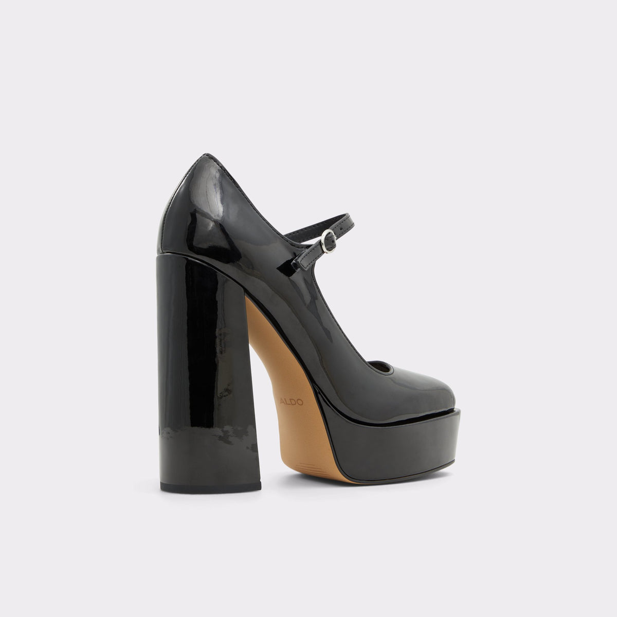Three-quarter angle of Black Anjie Heeled Mary Janes's back side