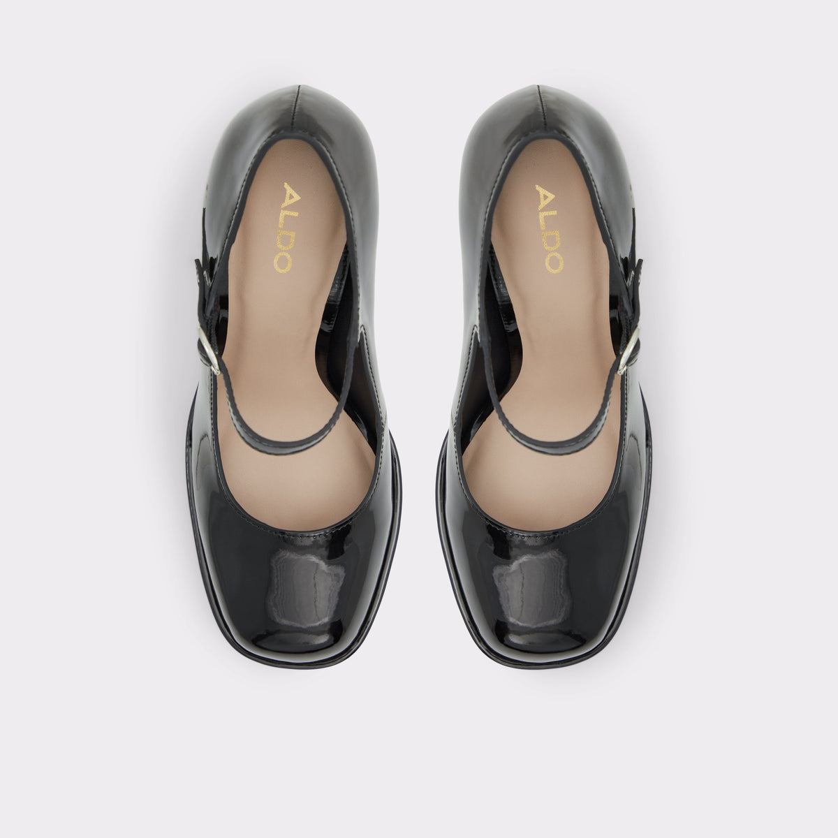 Top-down view of the Black Anjie Heeled Mary Janes