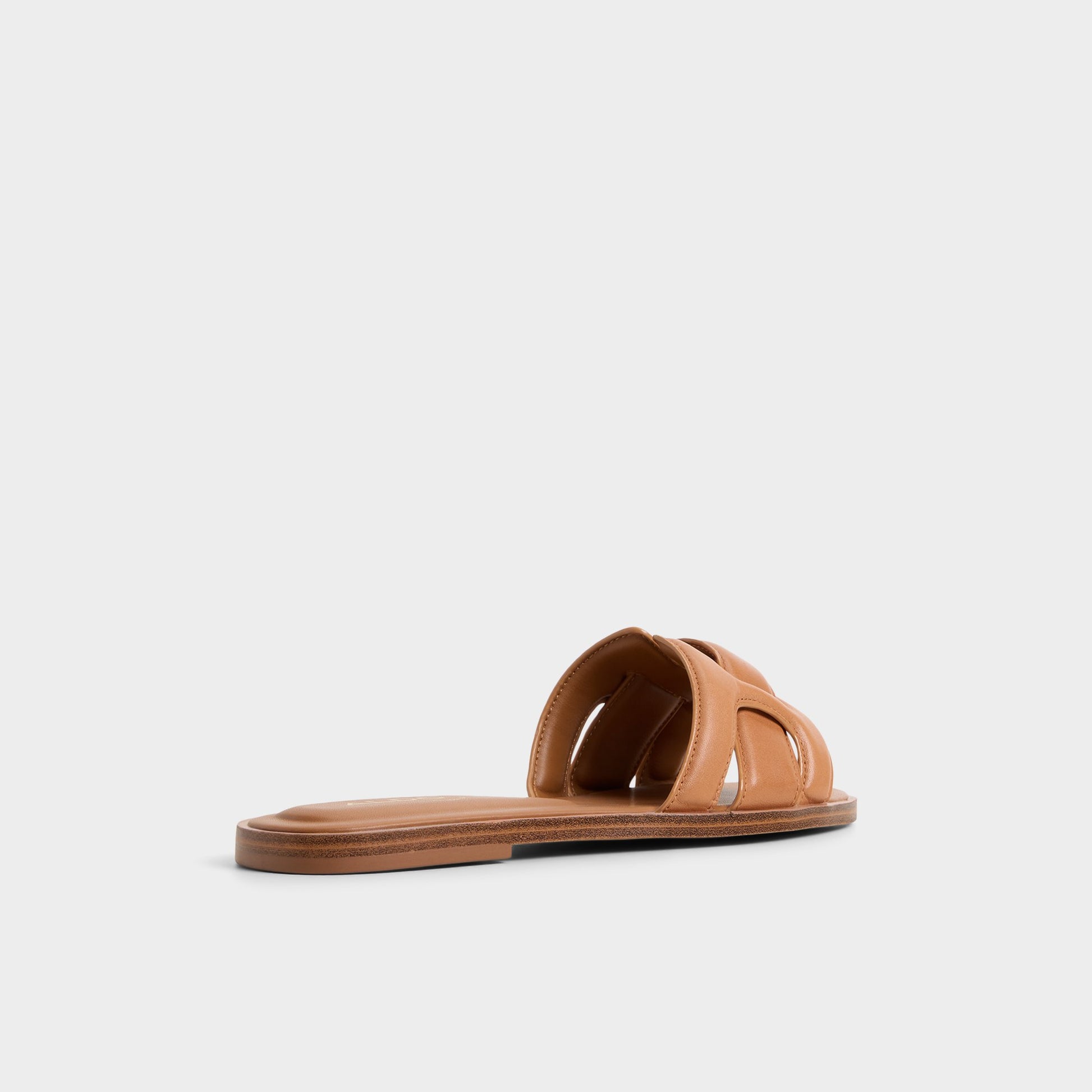 Three-quarter angle of Medium Brown Elenaa Slide sandal's back side