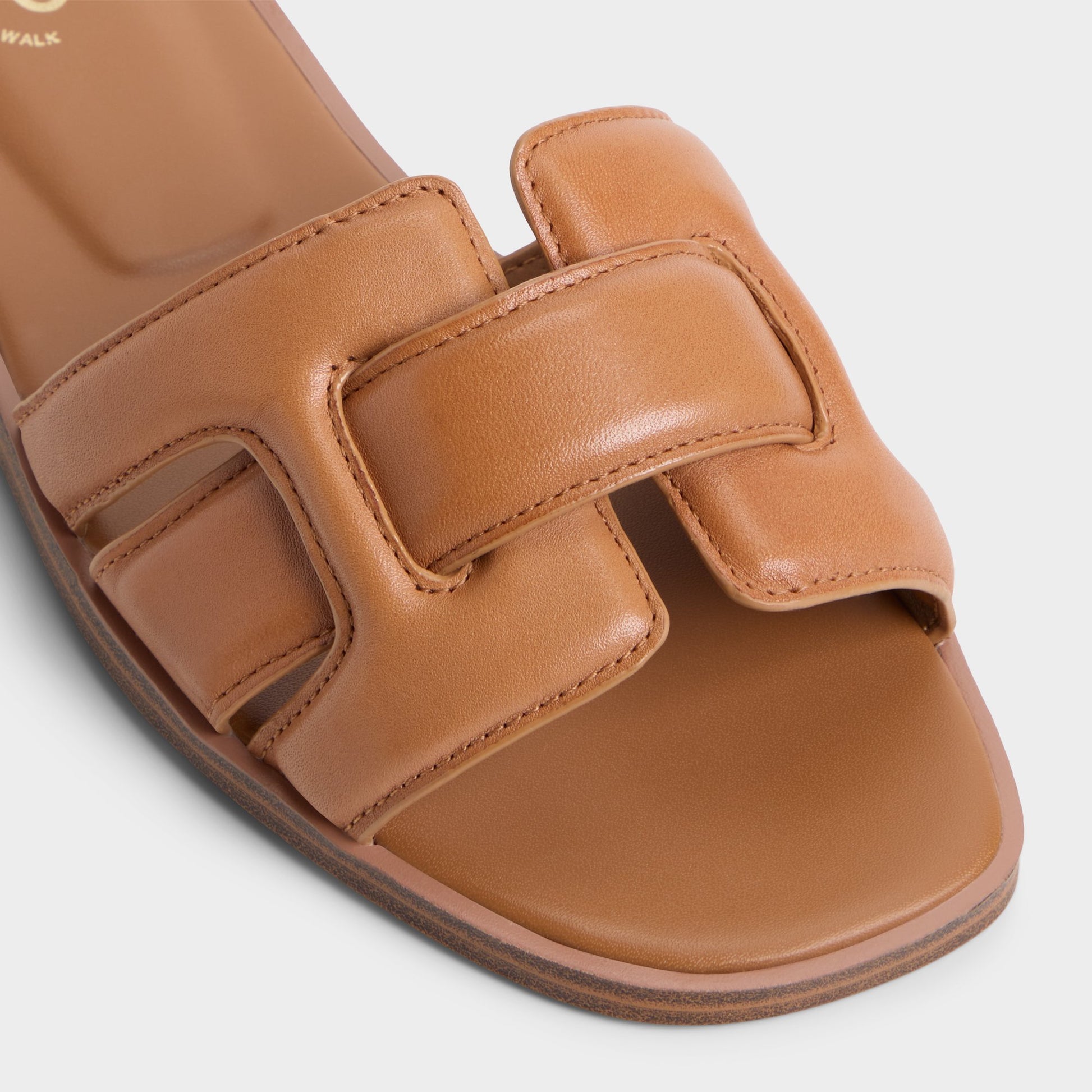 Close-up of the Medium Brown Elenaa Slide sandal