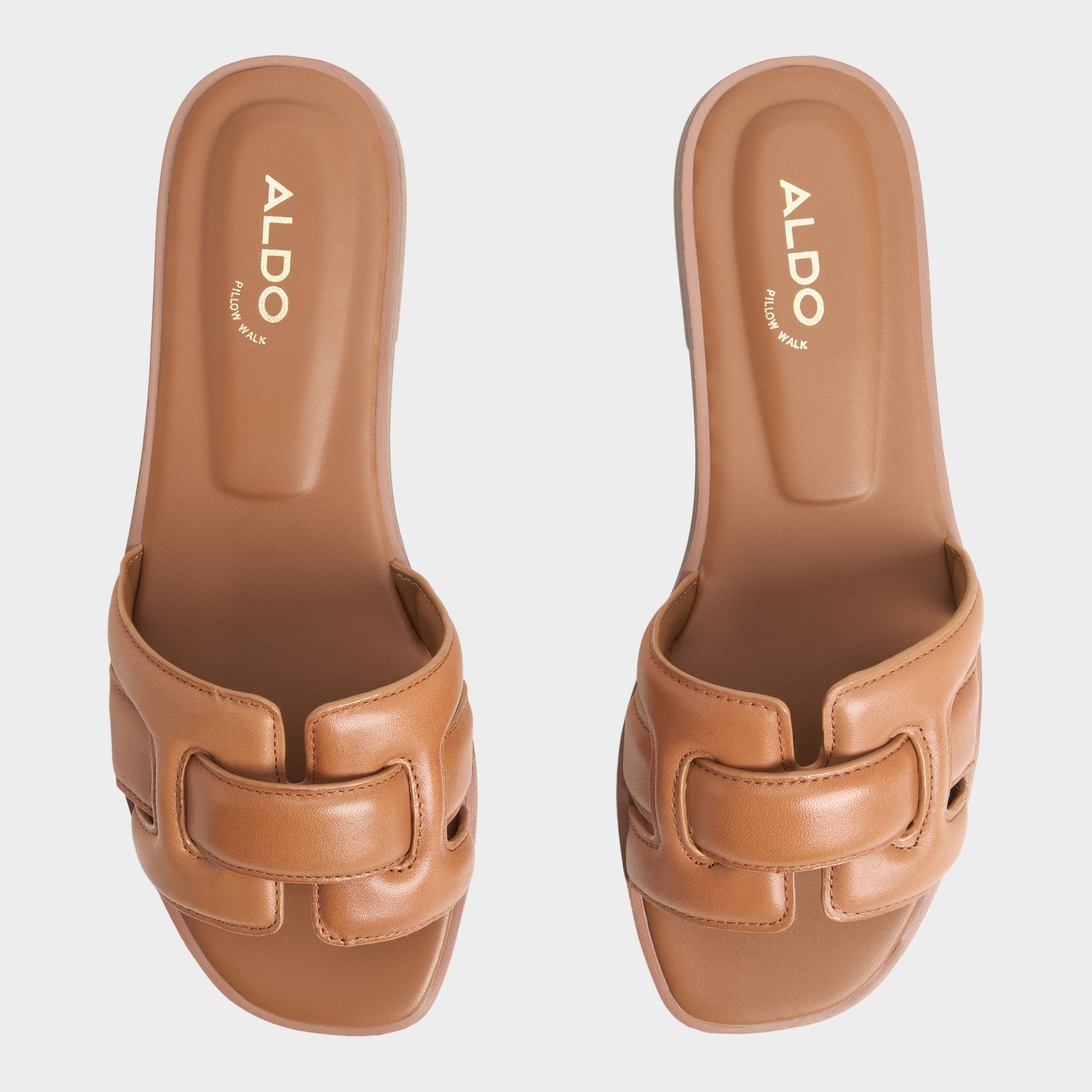 Top-down view of the Medium Brown Elenaa Slide sandal