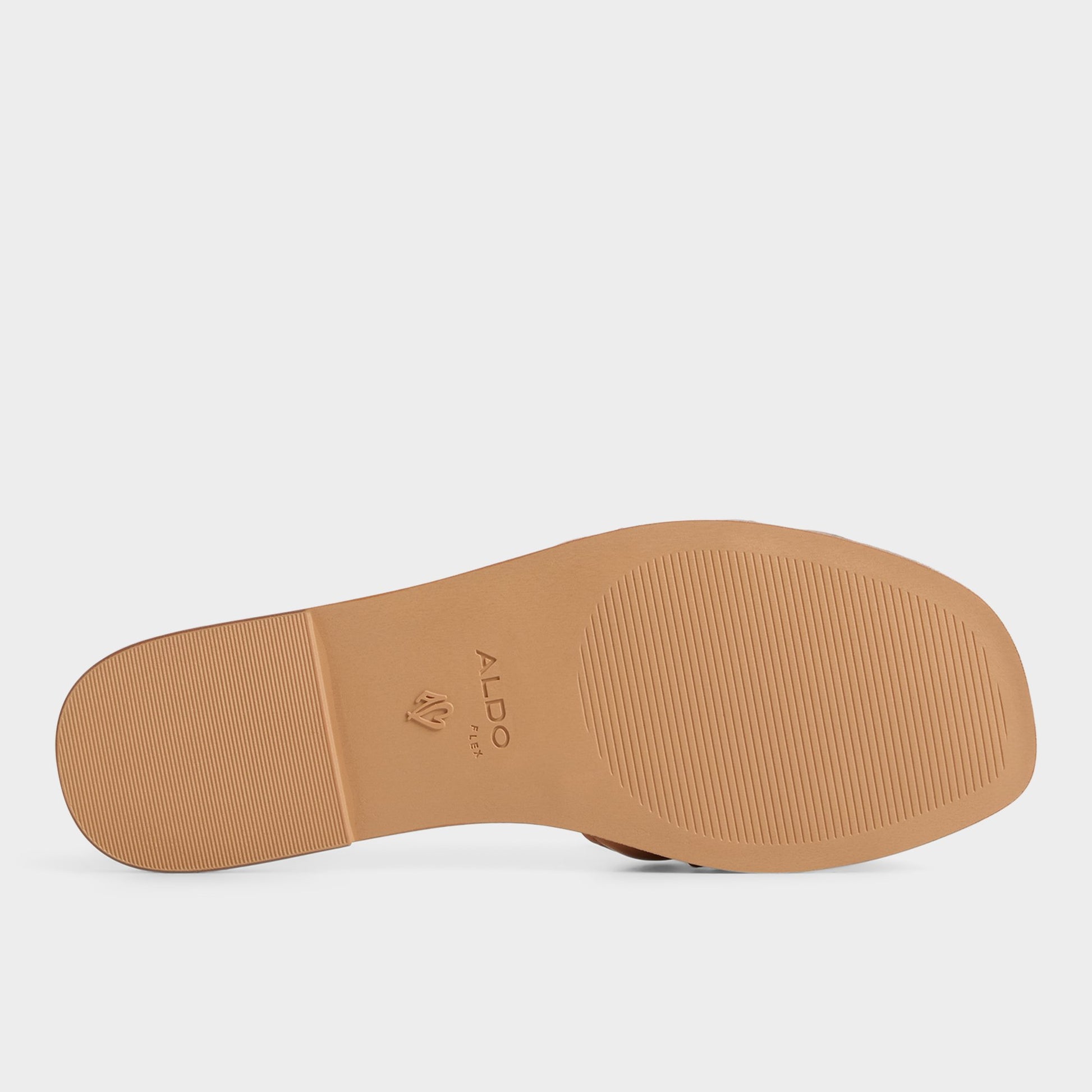 View of Medium Brown Elenaa Slide sandal's sole