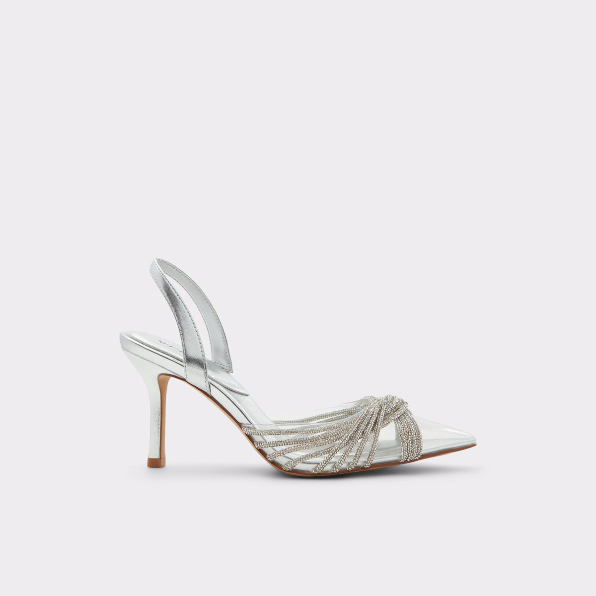 Main View of Silver Thubeth Sling back high heel for Womens