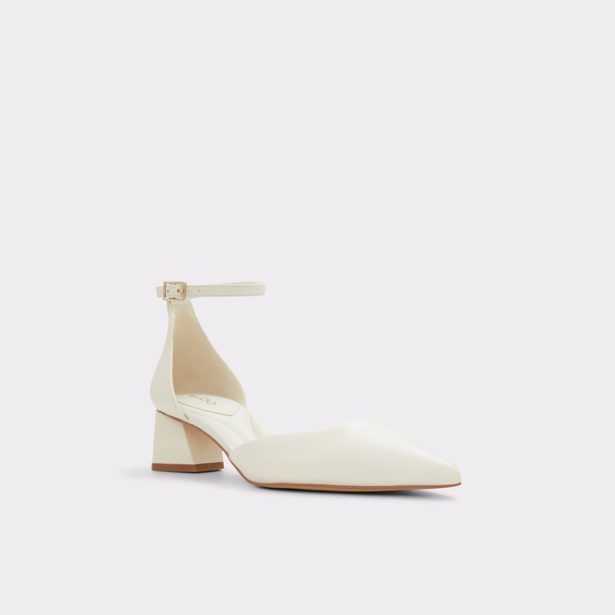Three-quarter angle of Other White Sabiya Strappy heeled shoe's front side