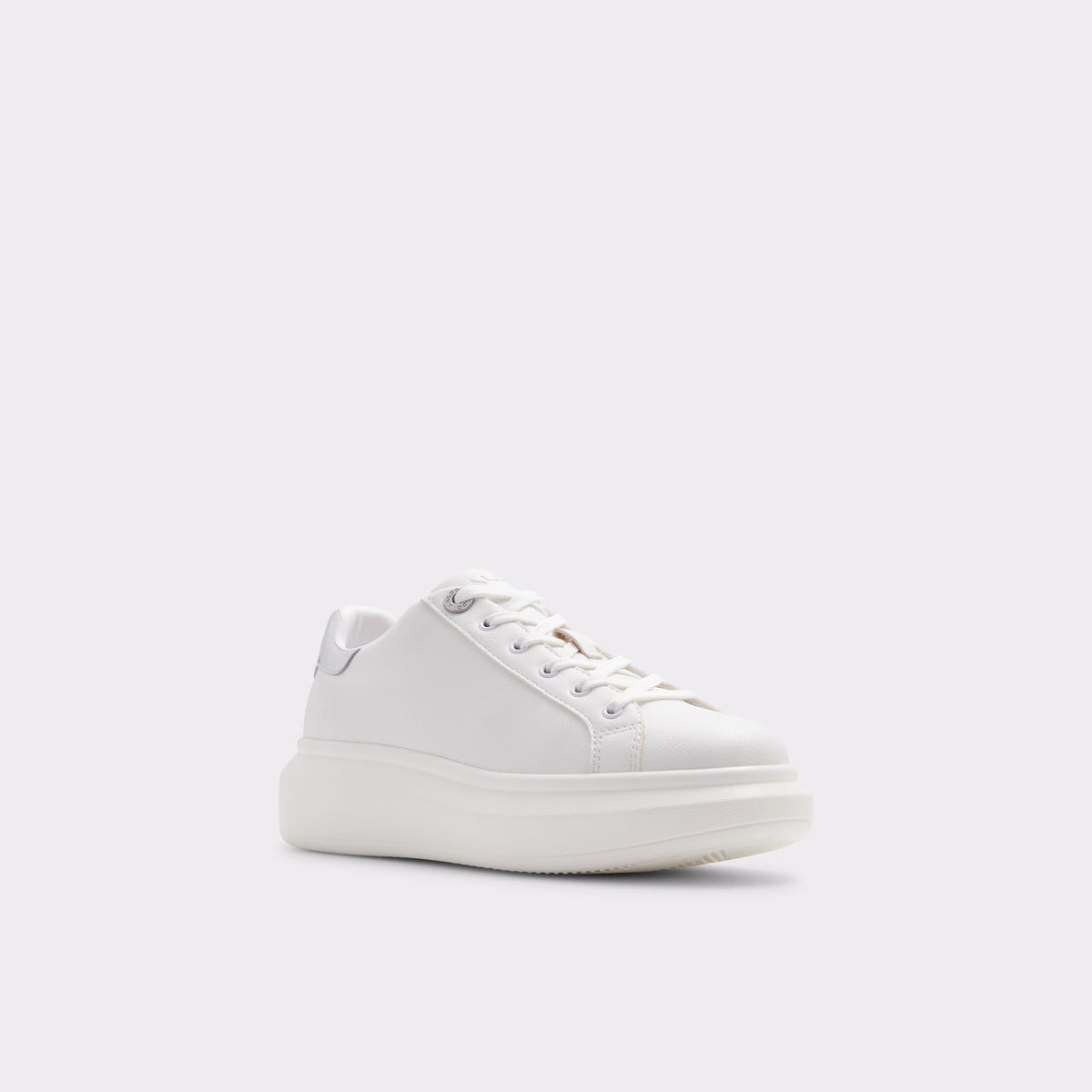 Three-quarter angle of Silver Reia Low top sneaker's front side