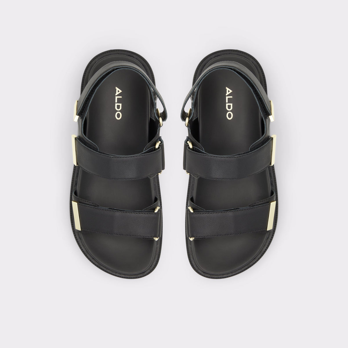 Top-down view of the Black Sanddy Strappy sandal