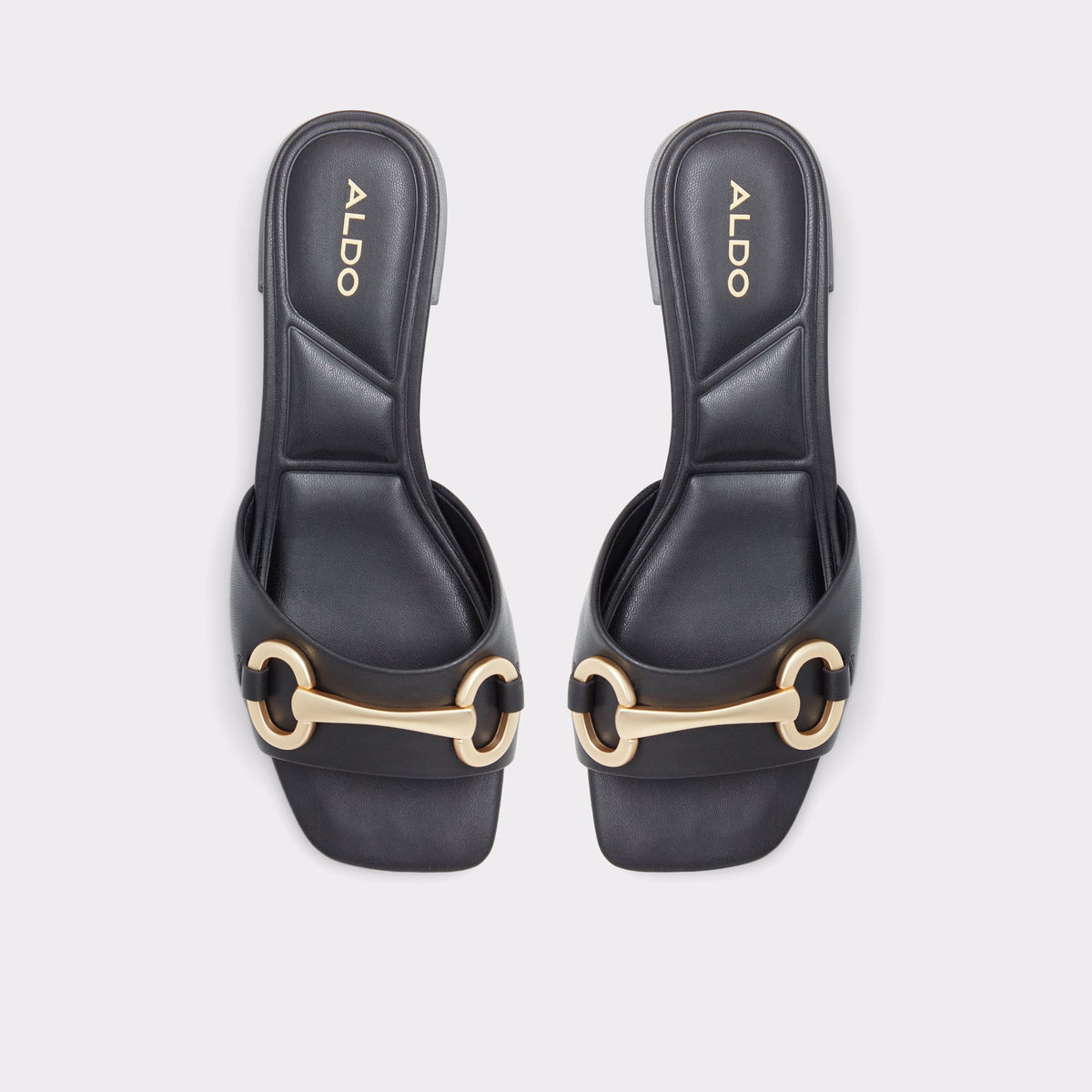 Top-down view of the Black Faiza Heeled mule