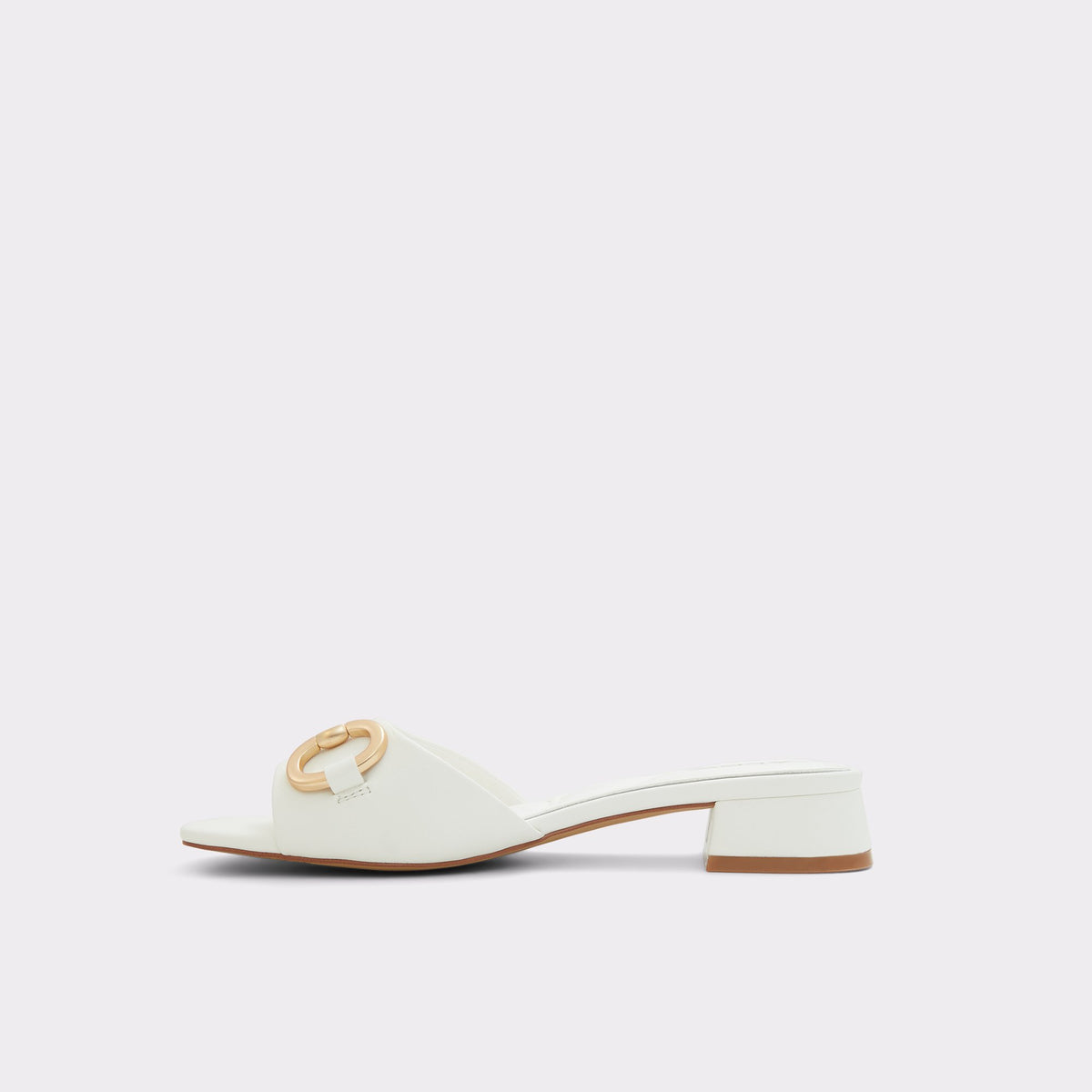 Side view of White Faiza Heeled mule