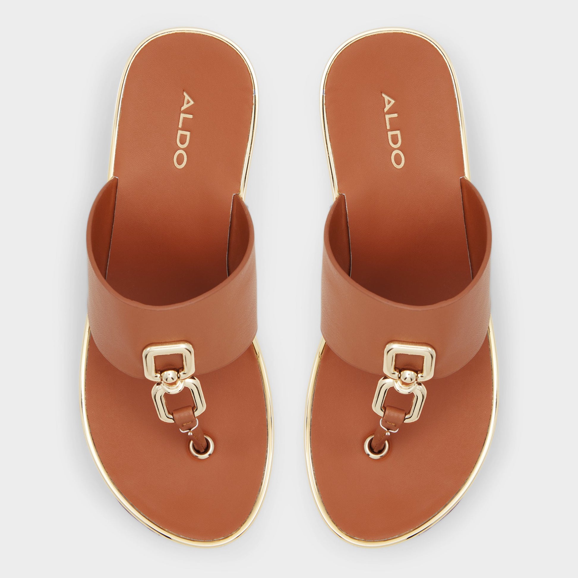 Top-down view of the Medium Brown Maesllan Wedge sandal