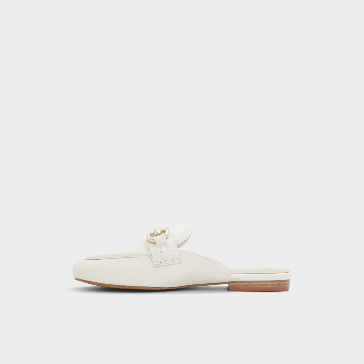 Side view of Open White Moska Mule