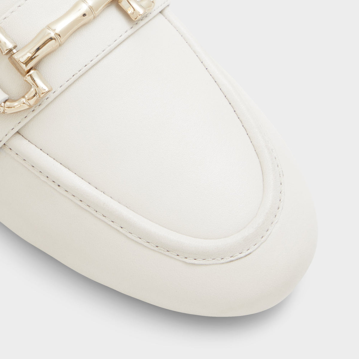 Close-up of the Open White Moska Mule