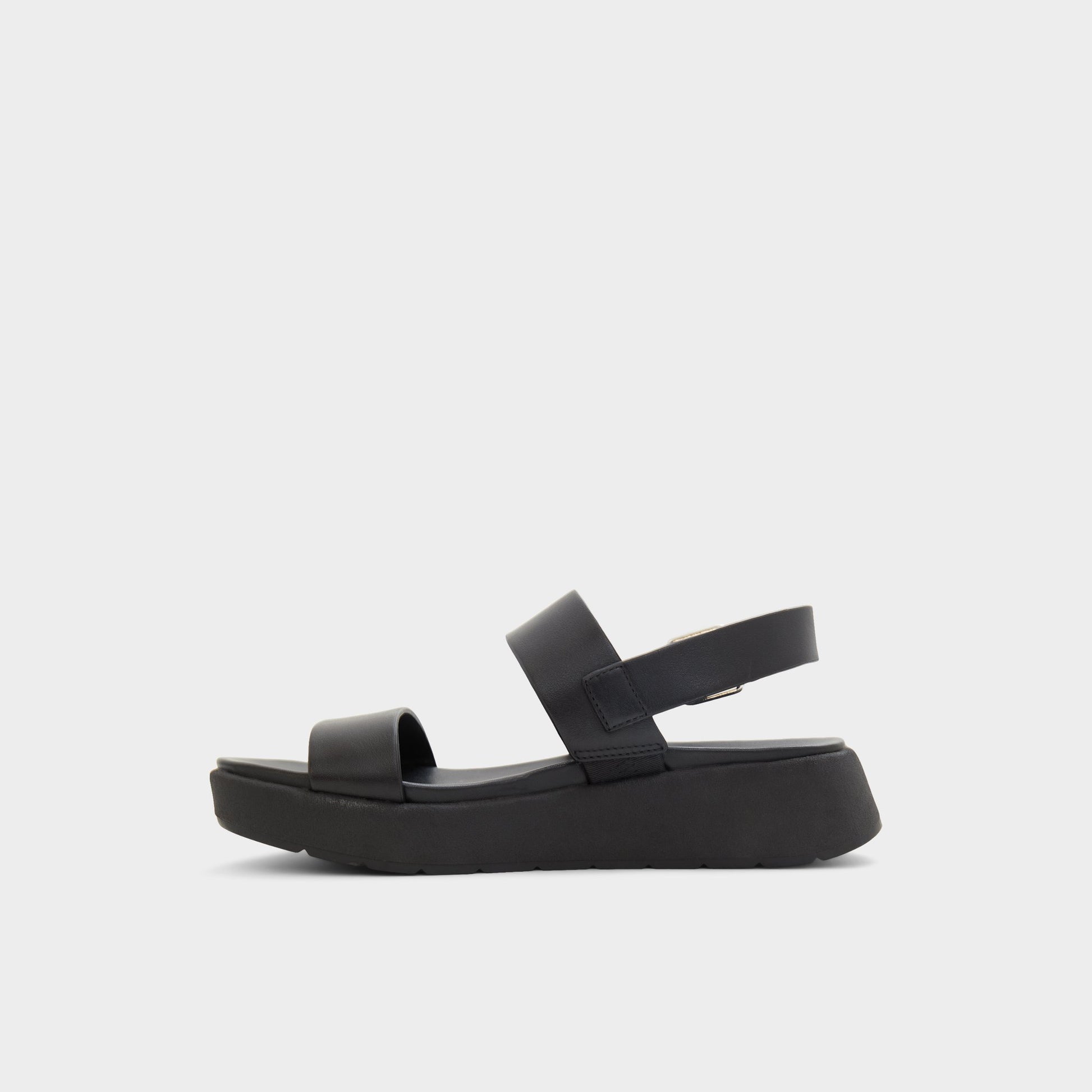 Side view of Black Silyia Flat sandal