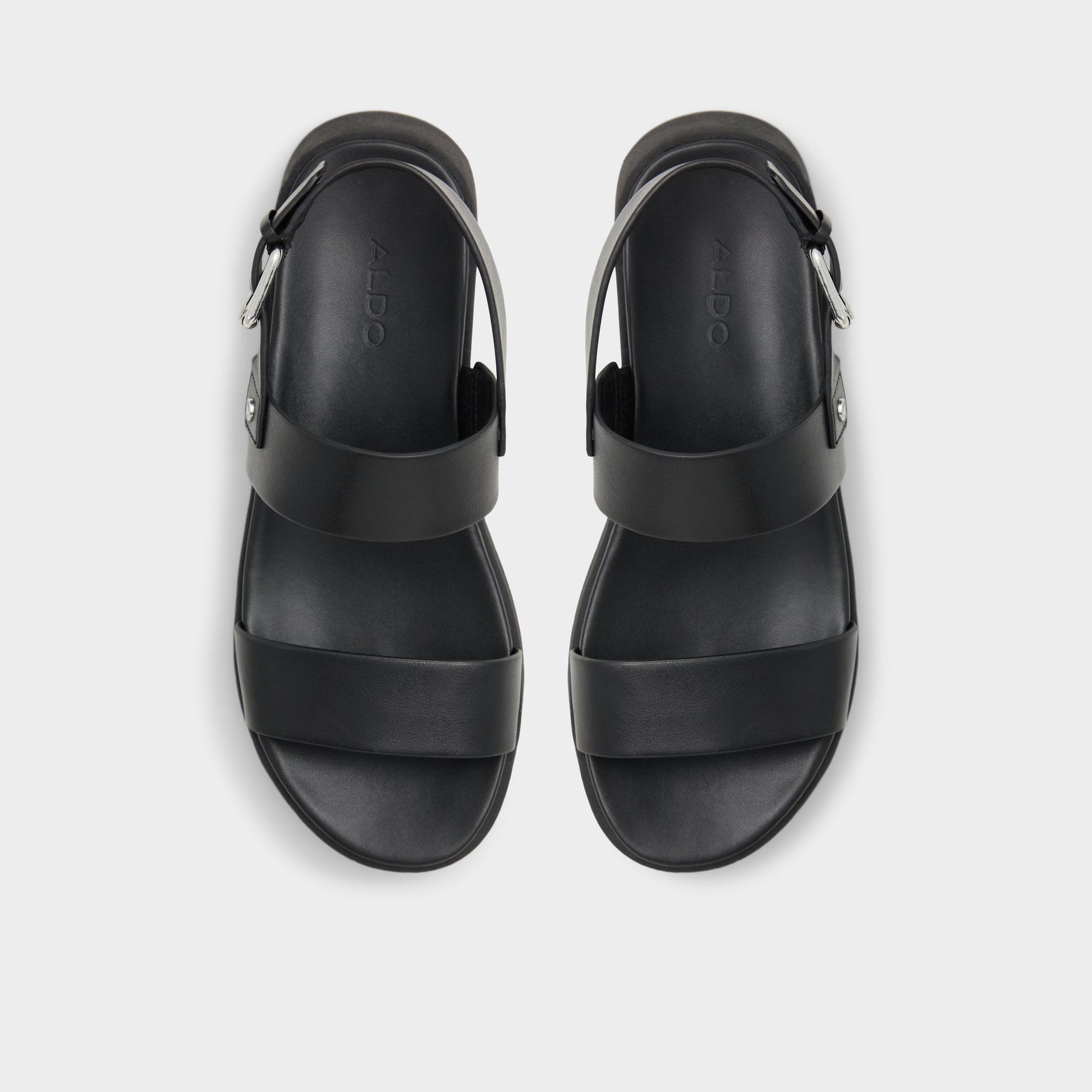 Top-down view of the Black Silyia Flat sandal
