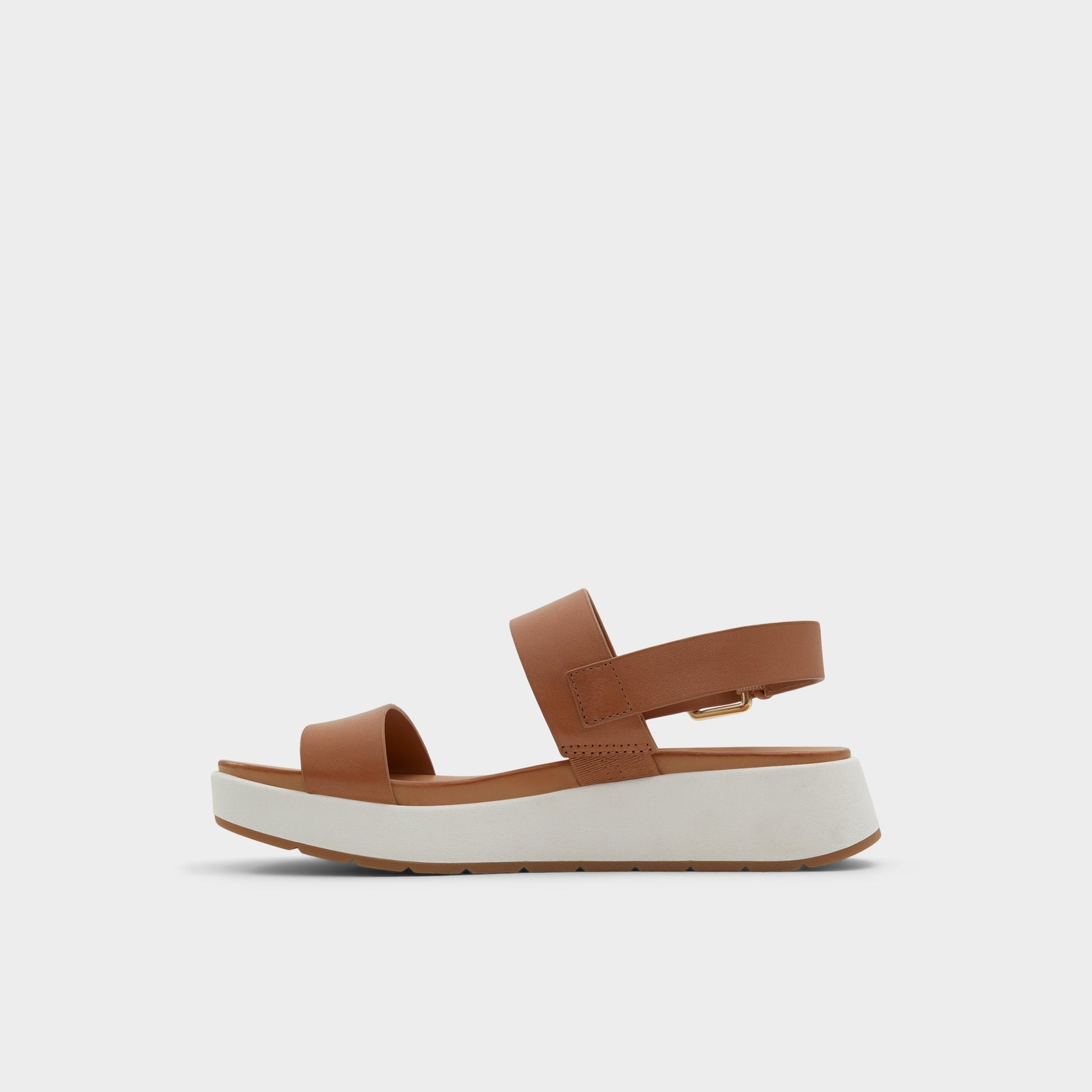 Side view of Dark Beige Silyia Flat sandal