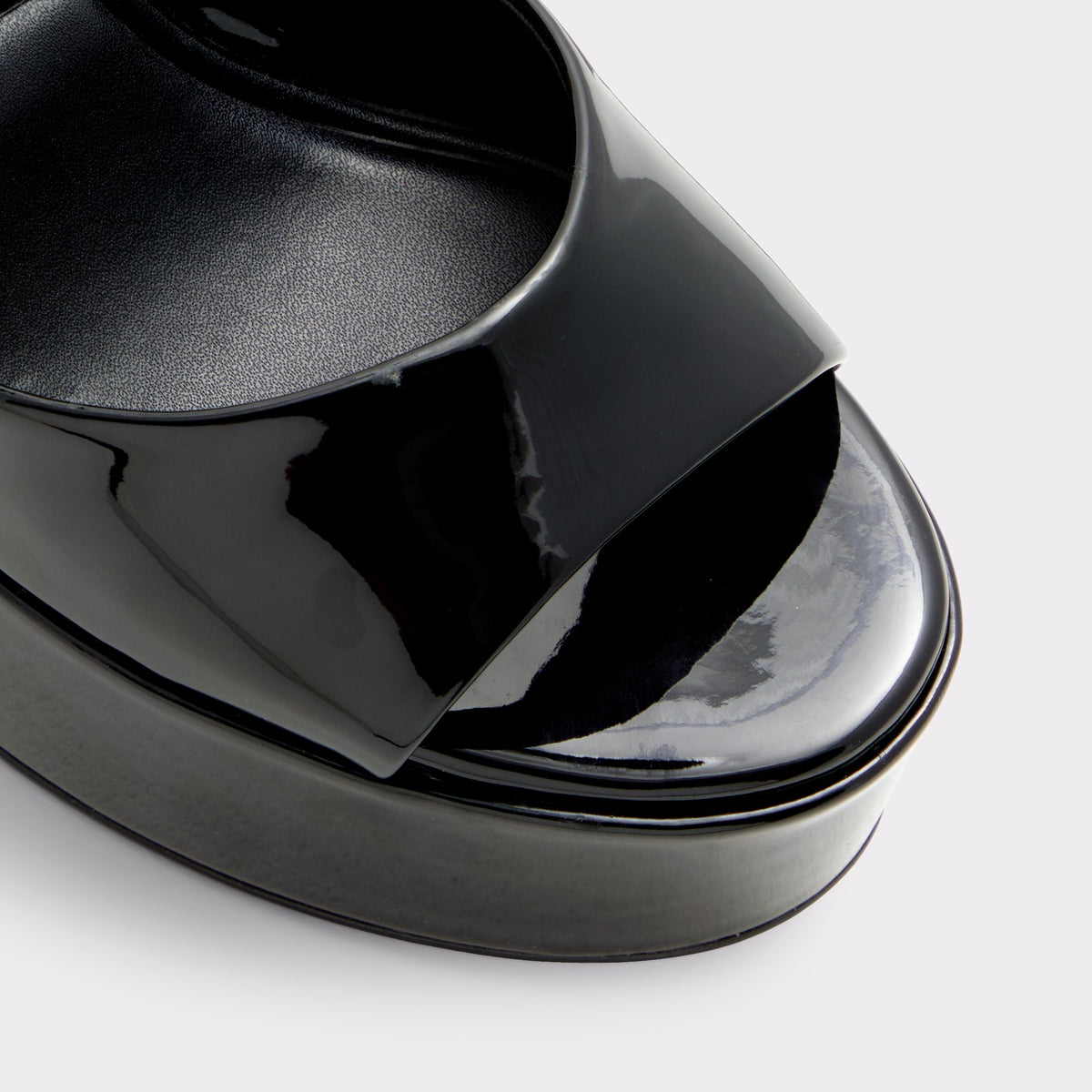Close-up of the Black Nissa Strappy heeled sandal