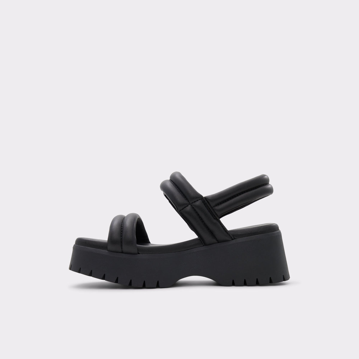 Side view of Black Mcguire Wedge sandal