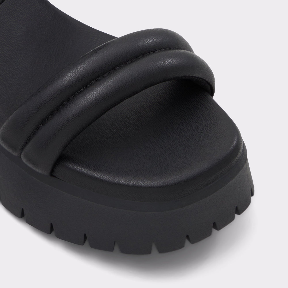 Close-up of the Black Mcguire Wedge sandal
