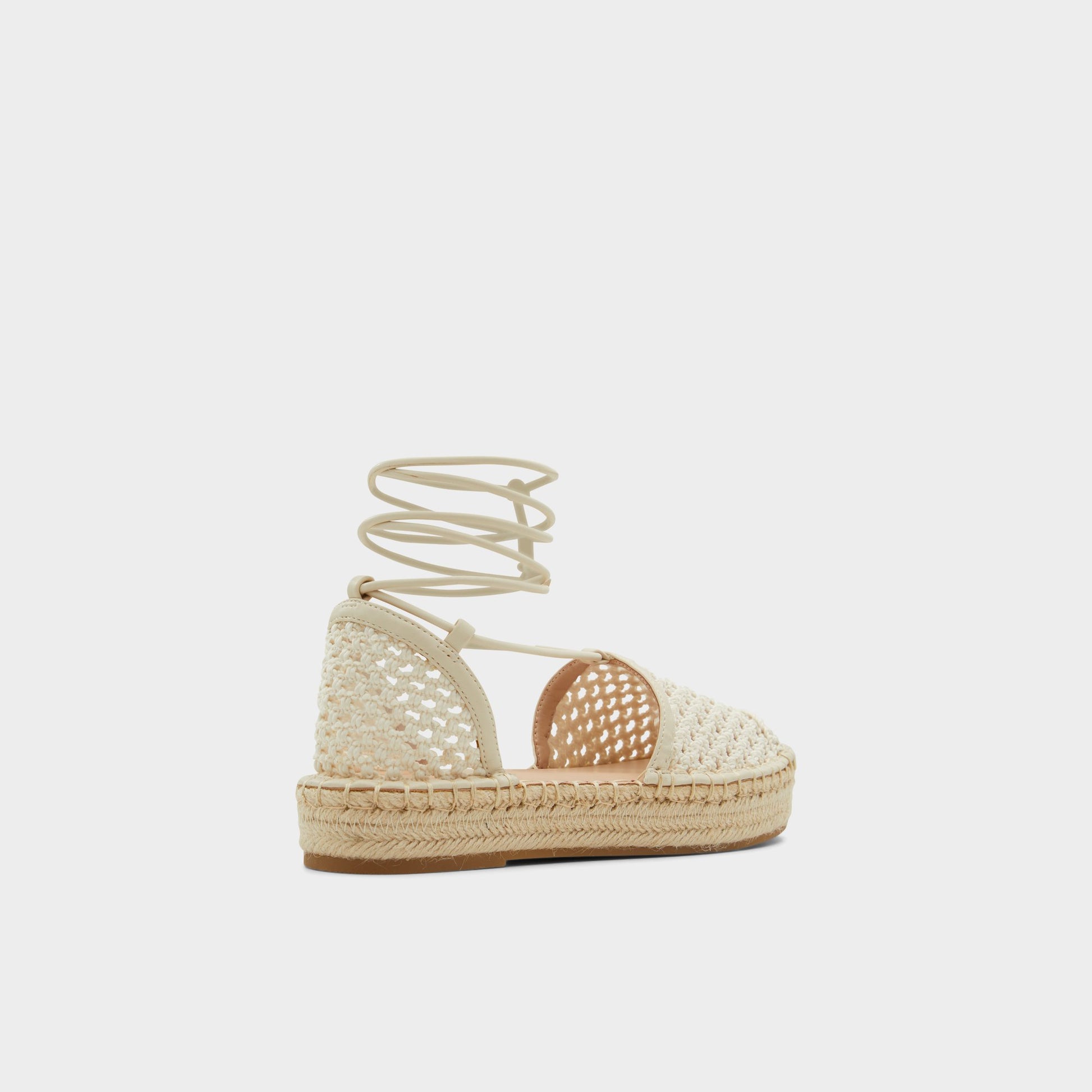 Three-quarter angle of Beige Picot Espadrille's back side
