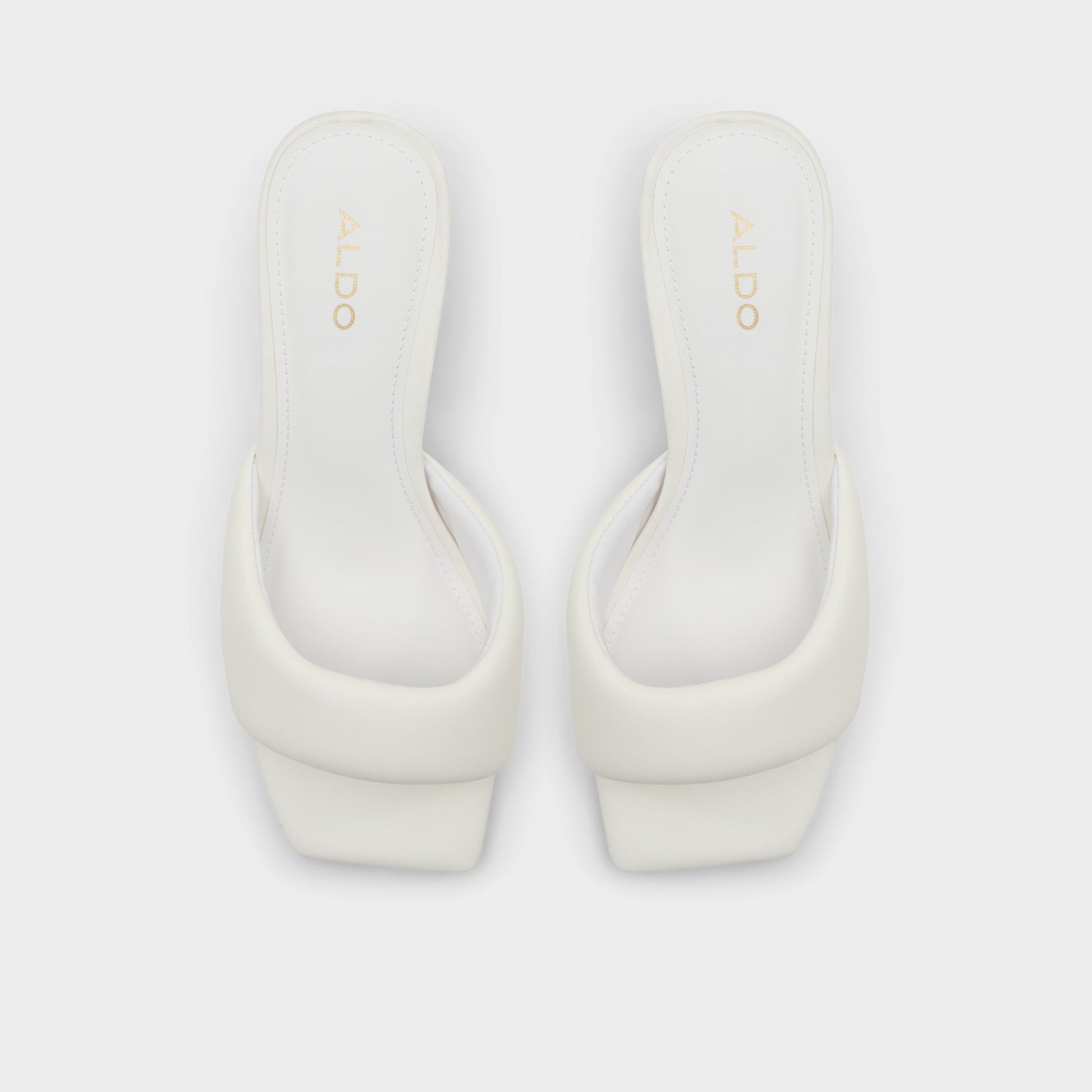 Top-down view of the White Aneka Heeled mule