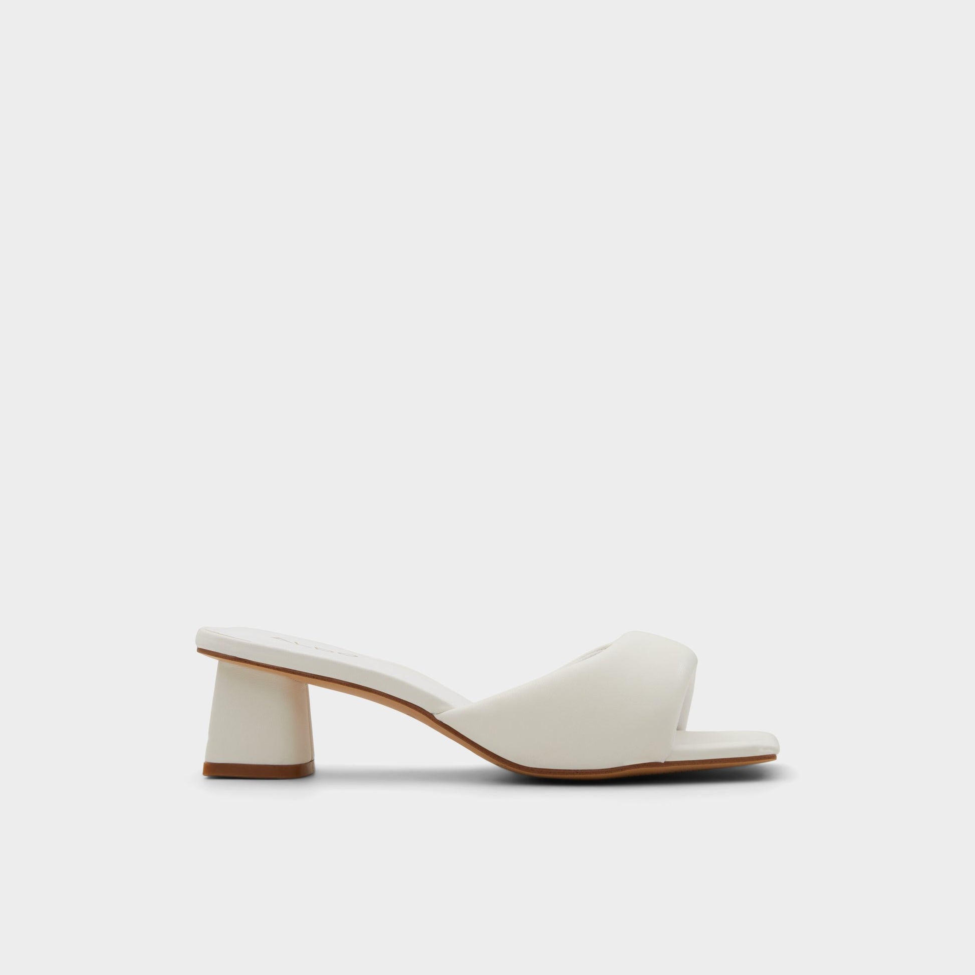 Main View of White Aneka Heeled mule for Womens