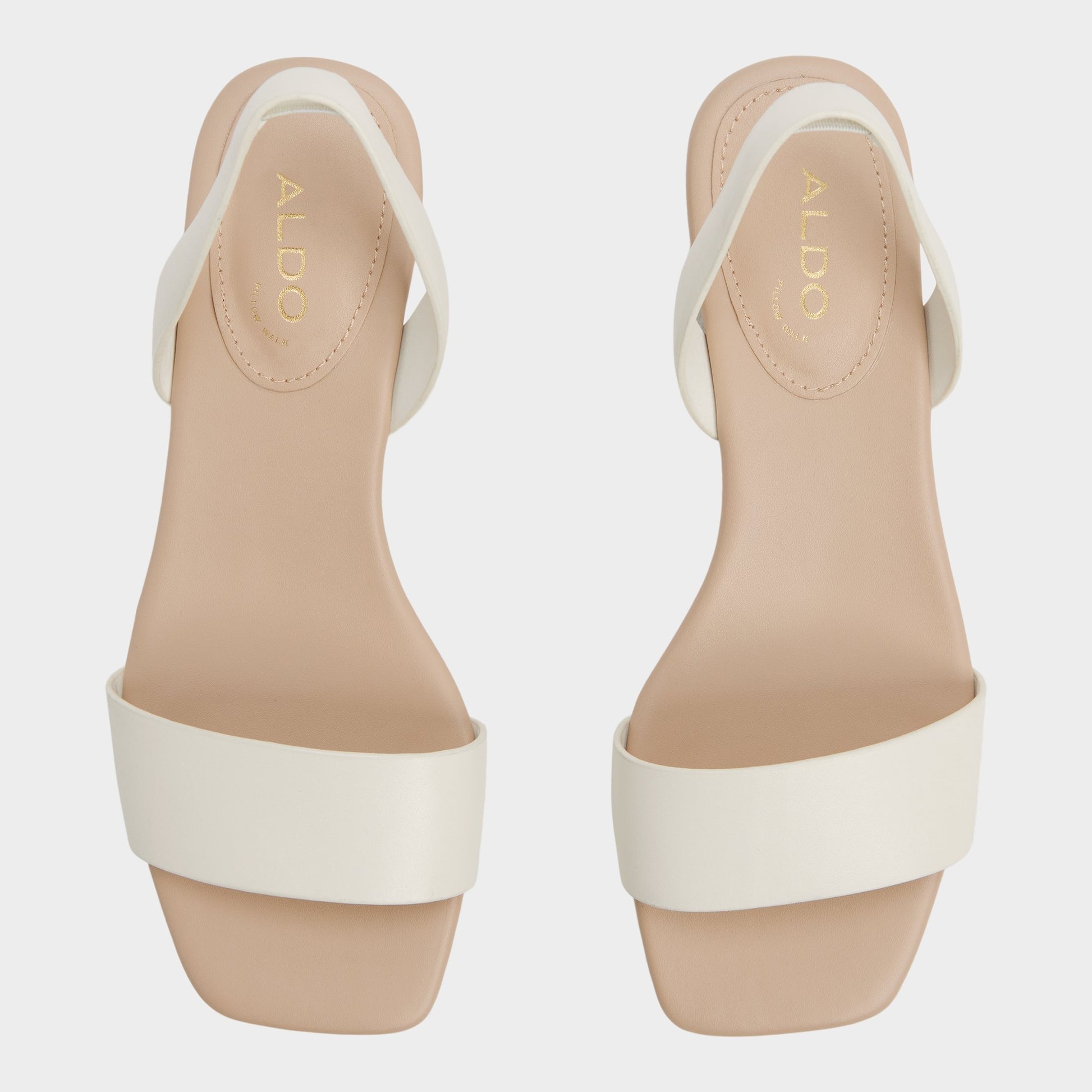 Top-down view of the White Dorenna Strappy sandal