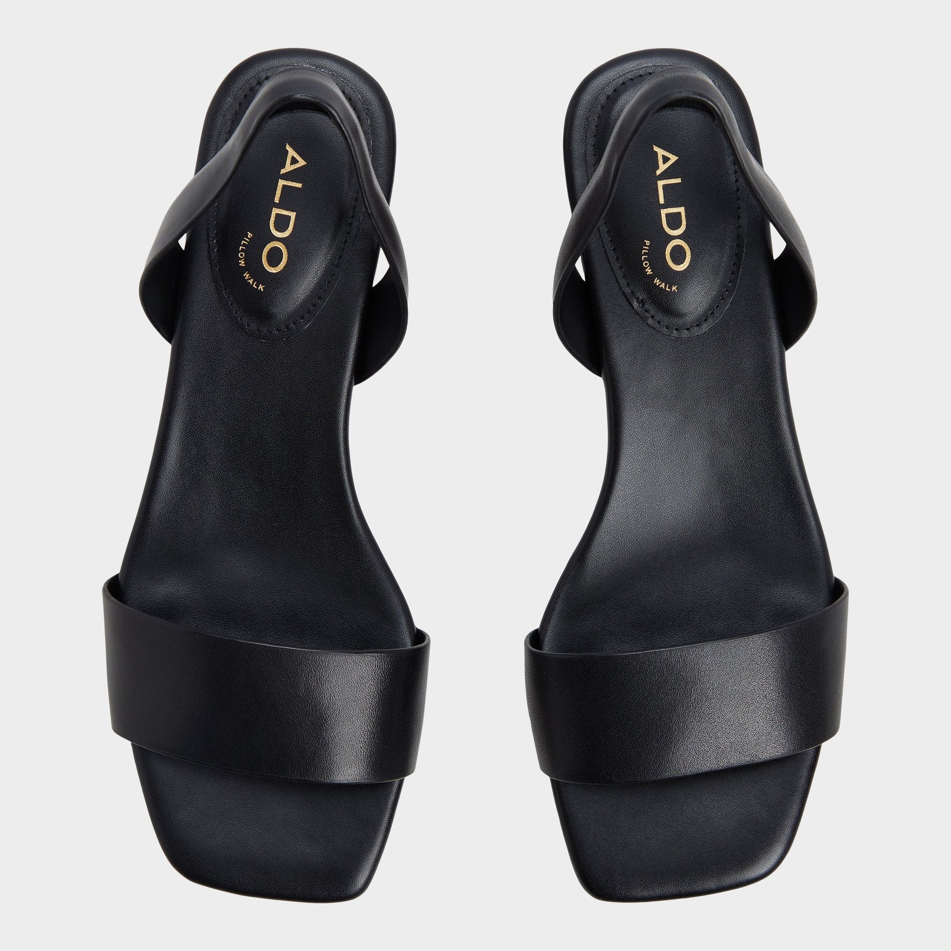 Top-down view of the Black Dorenna Black strappy sandal