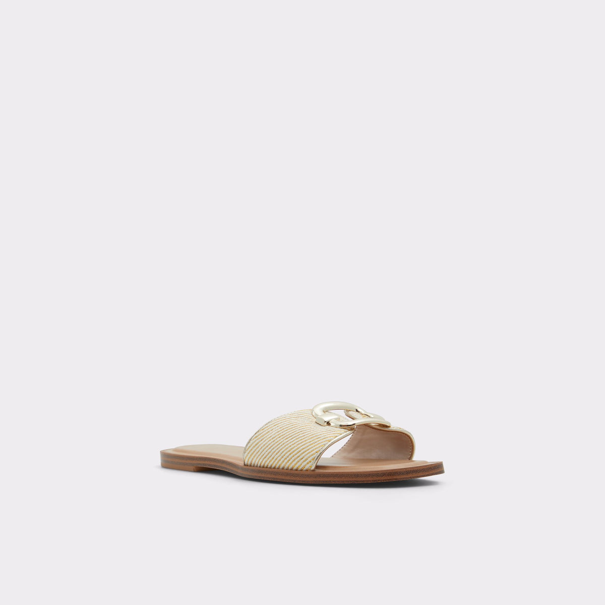 Three-quarter angle of Beige Glaeswen Slide sandal's front side