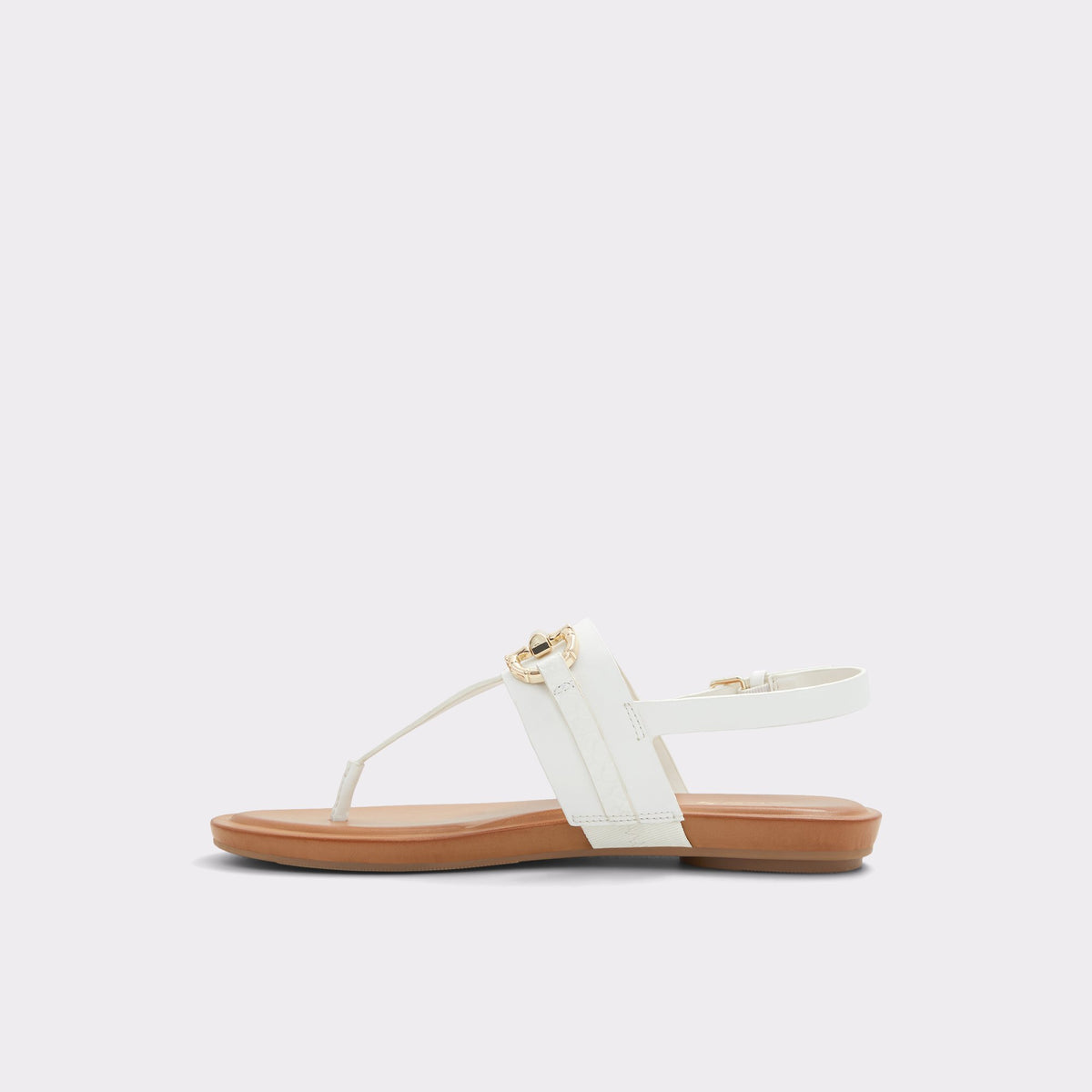 Side view of Open White Tany T-strap sandal