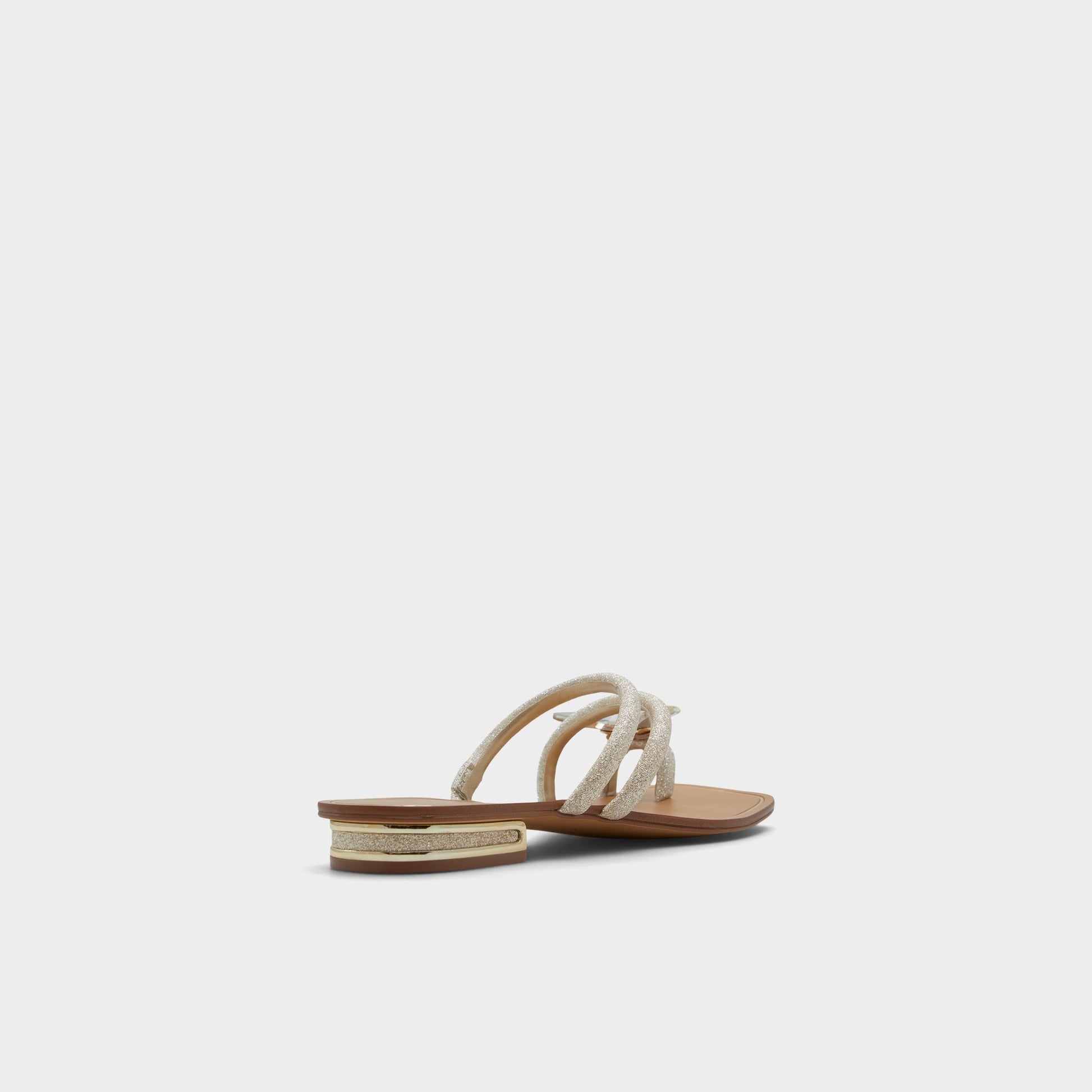 Three-quarter angle of Silver Garberia Flip flop's back side